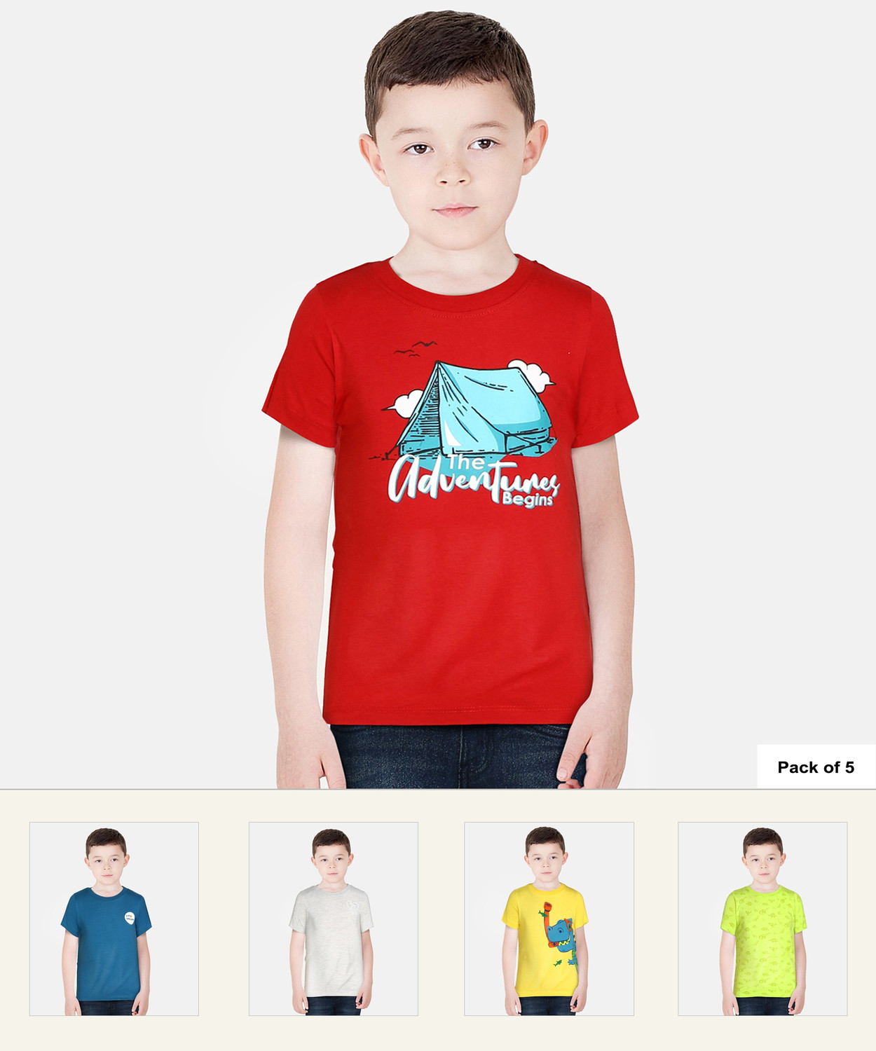 Image of Miss & Chief Boys Graphic Print Pure Cotton Regular T Shirt