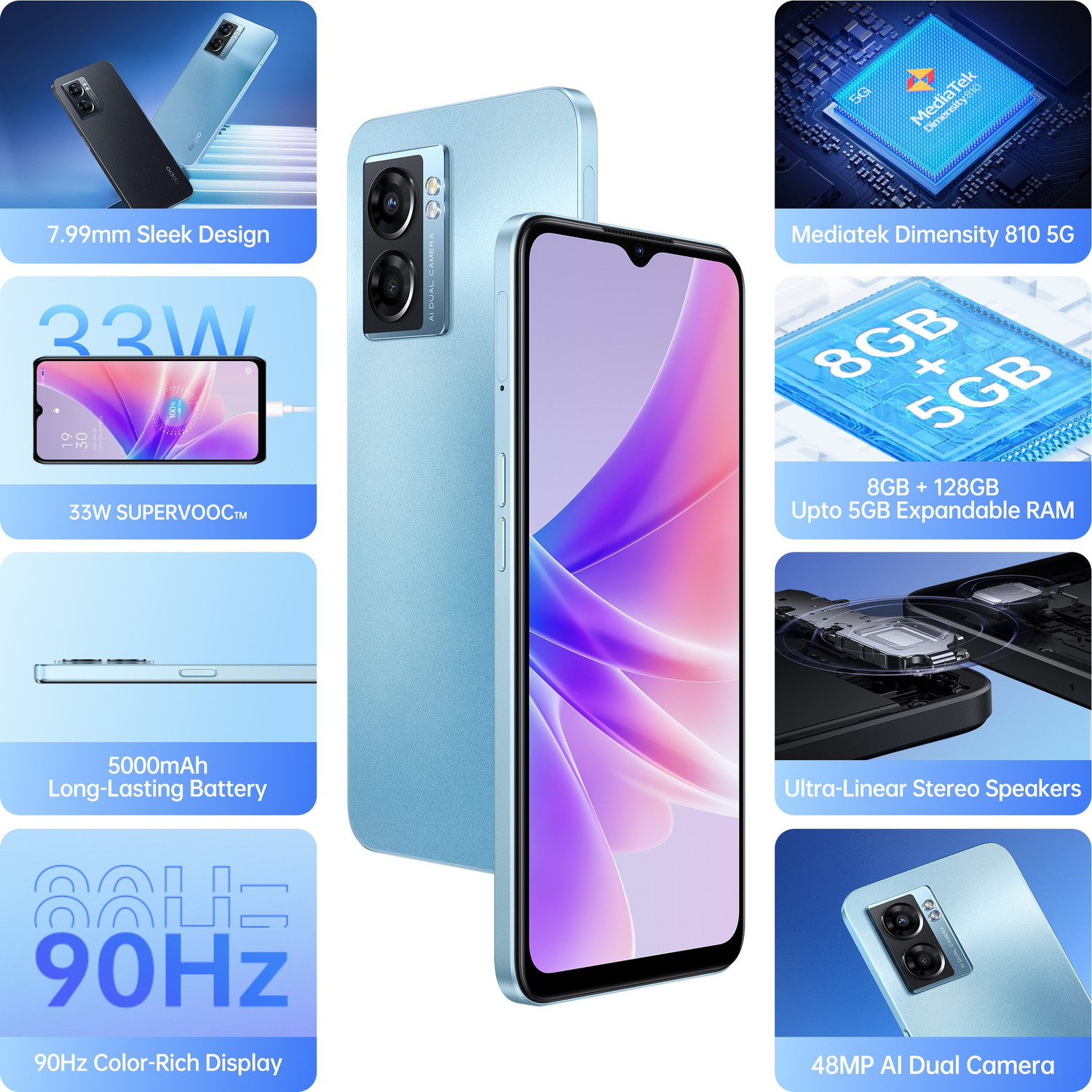 Image of OPPO K10 5G (Ocean Blue, 128 GB) (8 GB RAM)