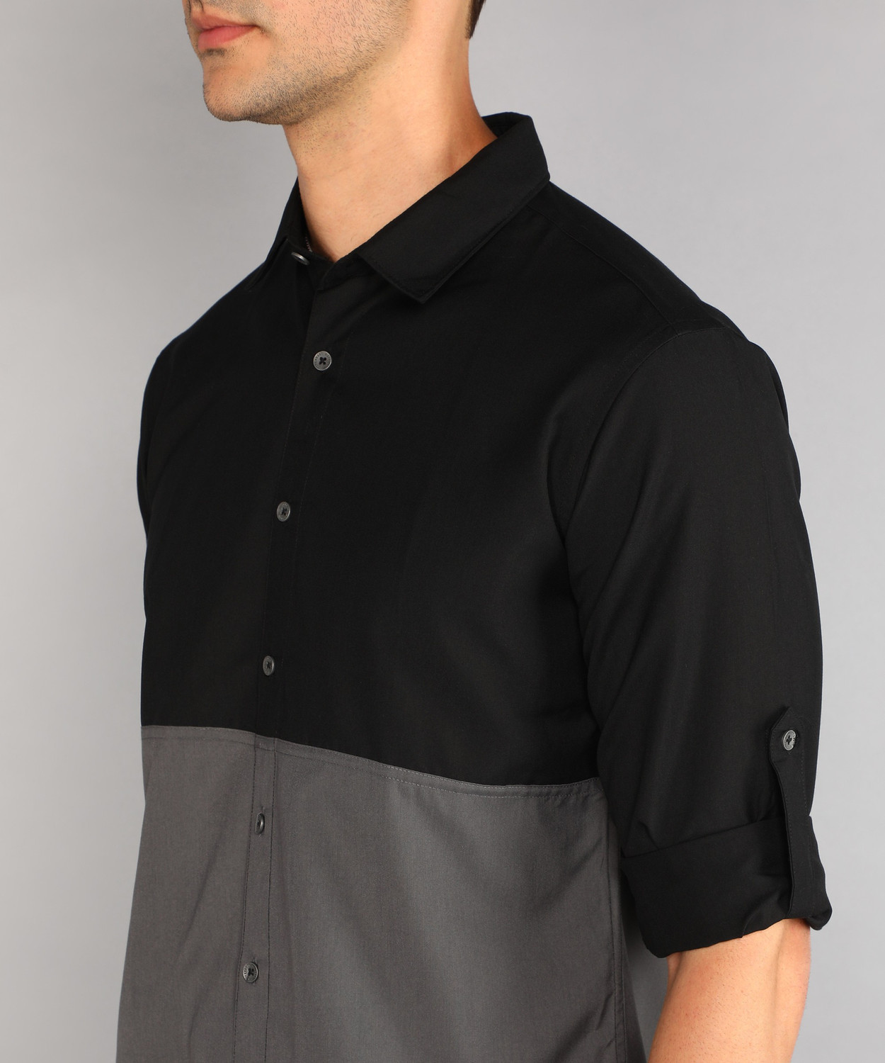 Image of METRONAUT by Flipkart Men Color Block Casual Black Shirt