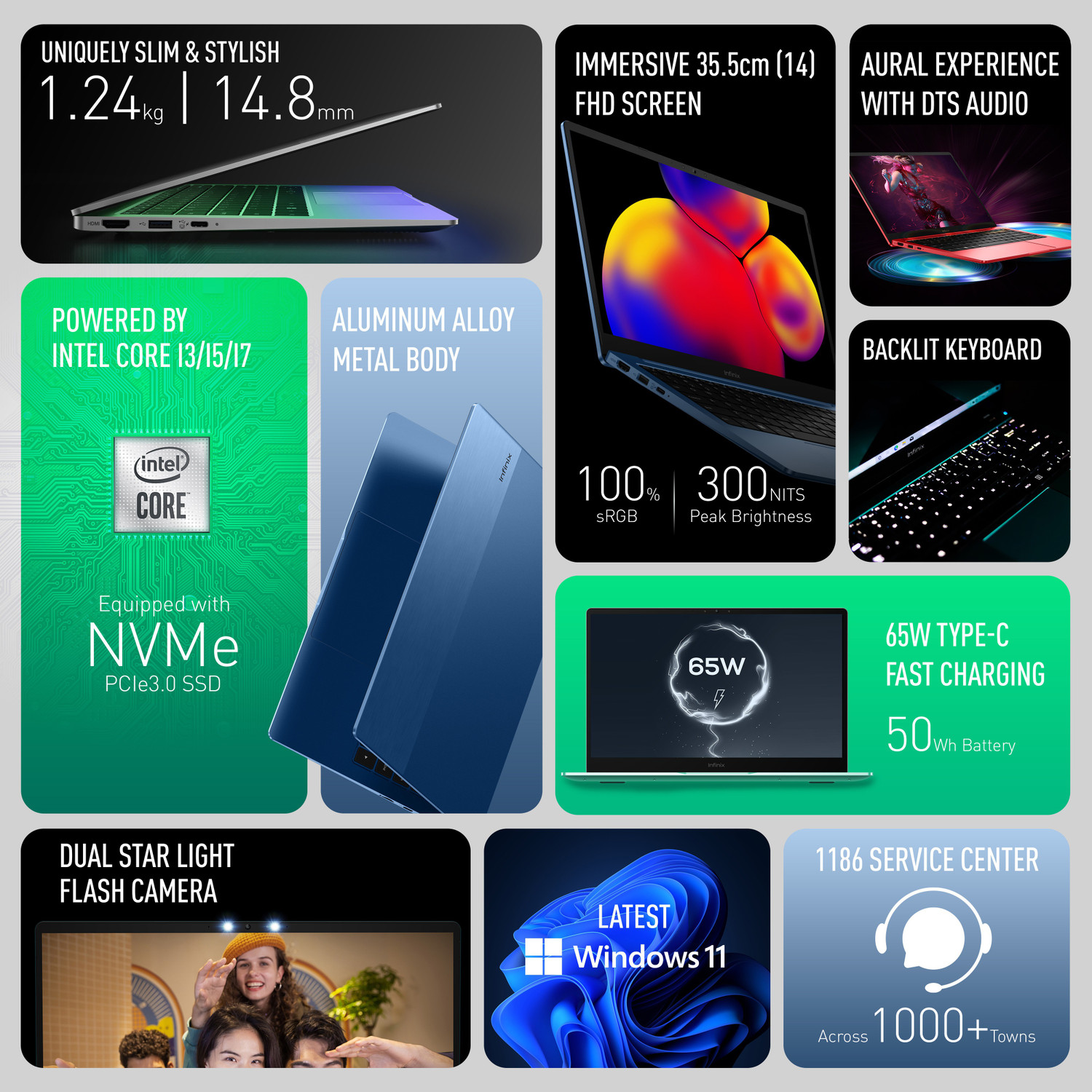 Image of Infinix X1 Slim Series Intel Core i3 10th Gen 1005G1 - (8 GB /256 GB SSD /Windows 11 Home) XL21 Thin and Light Laptop