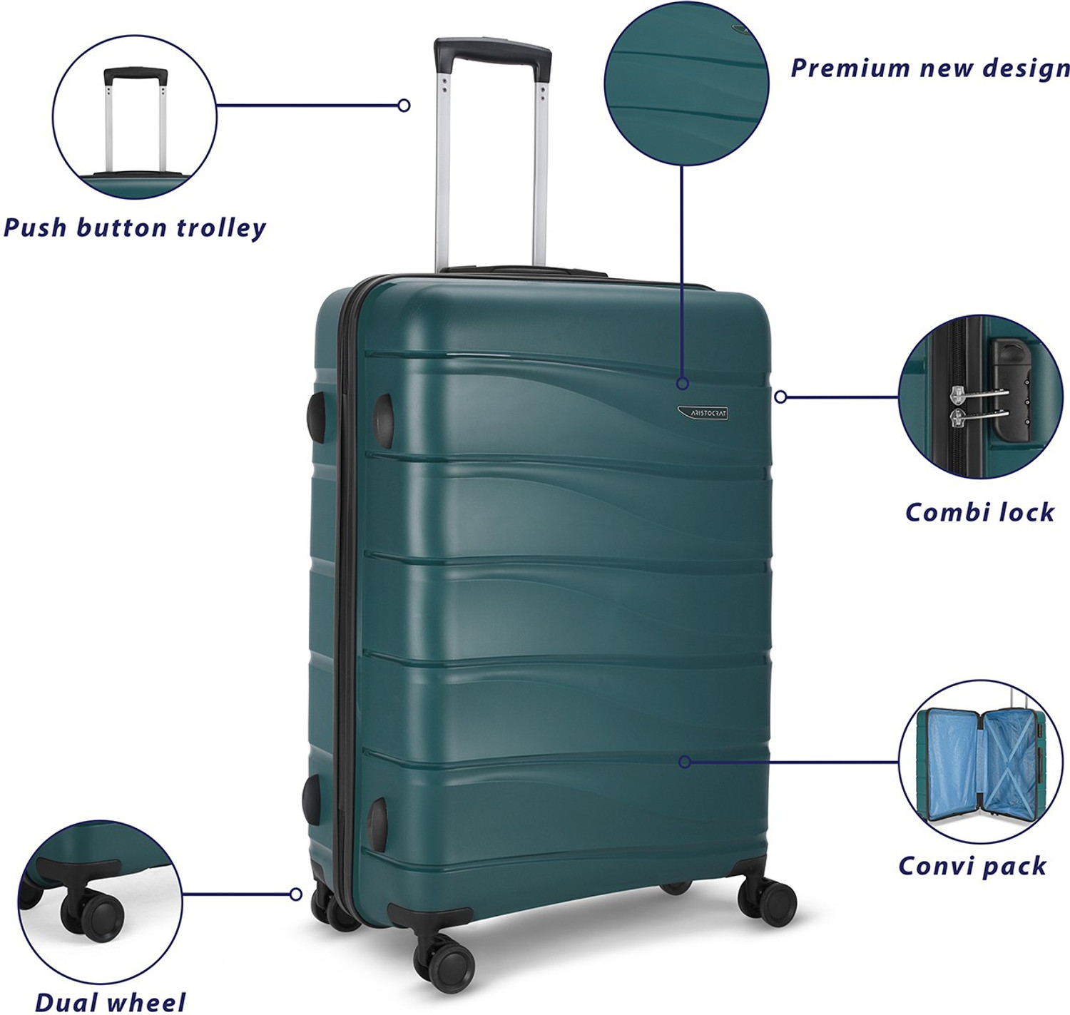 Image of ARISTOCRAT Olympus 3 (Small 55cm | Medium 66cm | Large 77cm) - Trolley Bag Cabin & Check-in Set 8 Wheels - 30 Inch