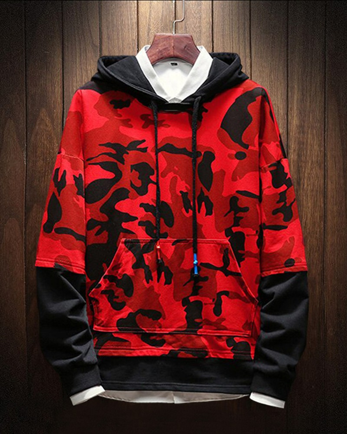 EyeBogler Printed Men Hooded Neck Red T-Shirt Price History