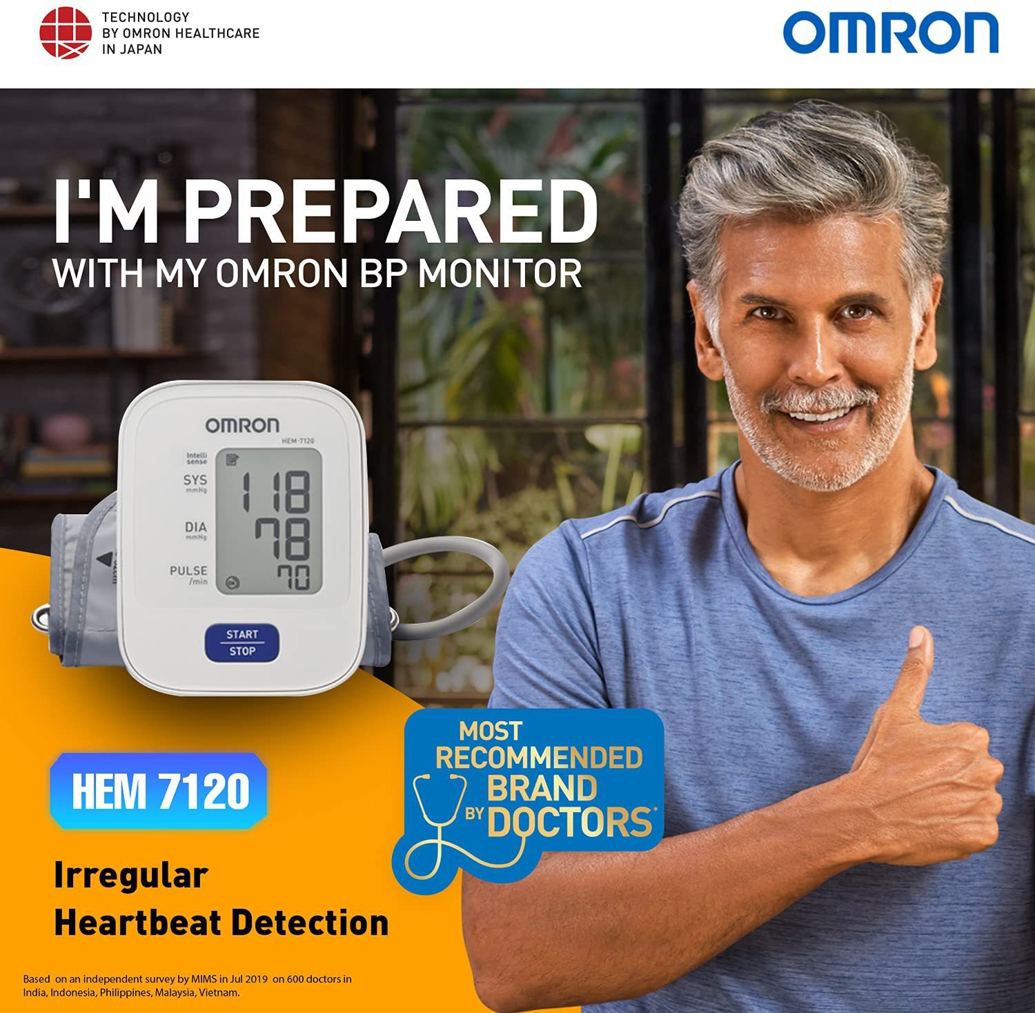 Image of OMRON HEM-7120 Digital Blood Pressure Monitor with Intellisense Technology Bp Monitor