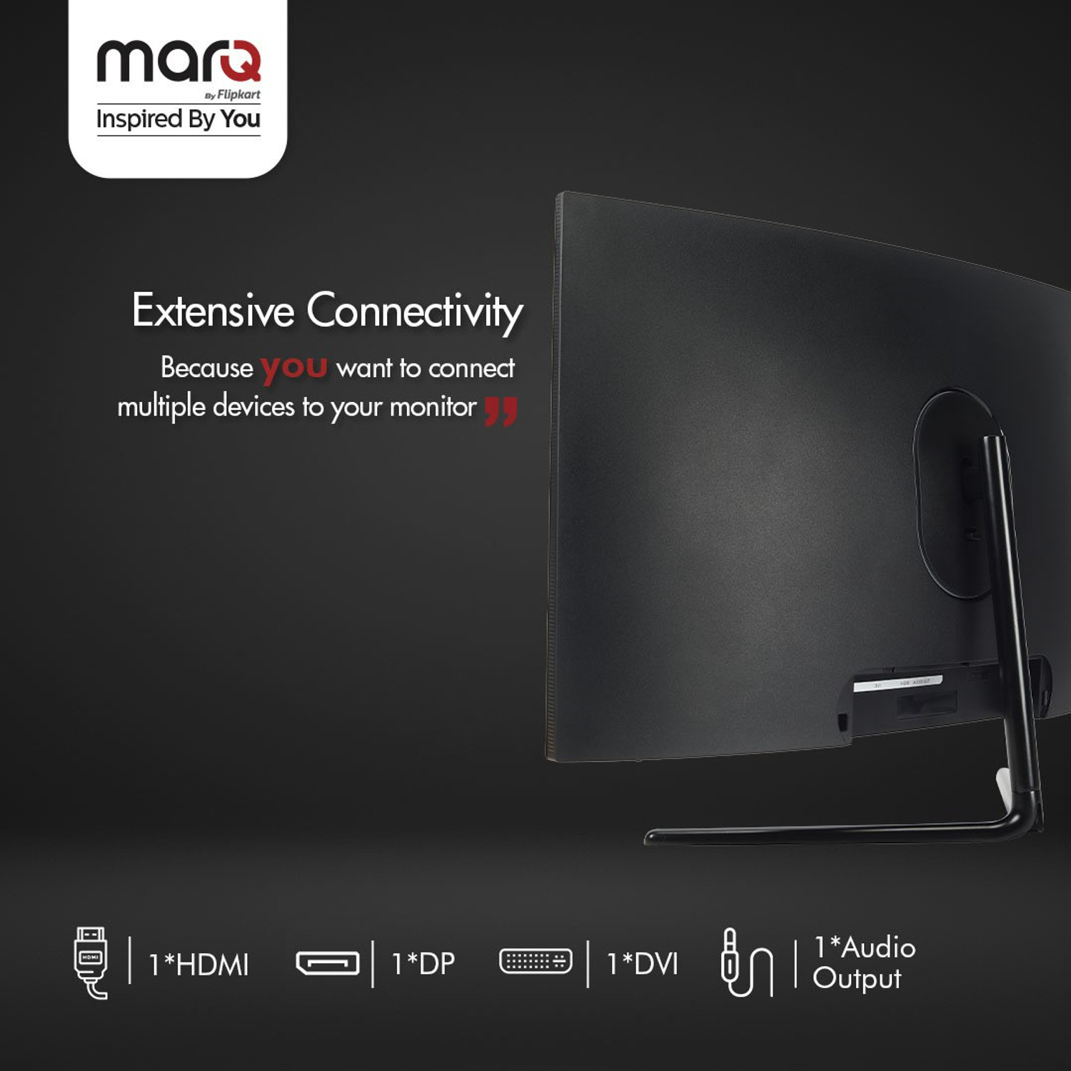 Image of MarQ by Flipkart 81.28 cm (32 inch) Curved Full HD LED Backlit VA Panel with 2 X 3W Inbuilt Speakers Gaming Monitor (32FHDMCQII1G)