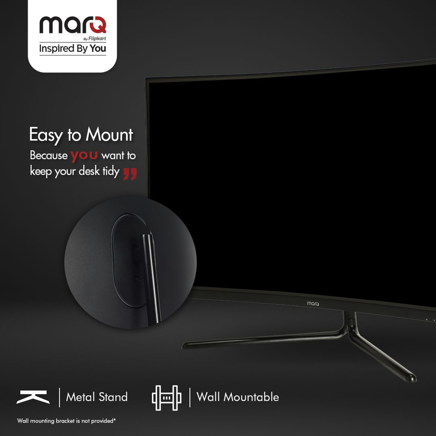 Image of MarQ by Flipkart 81.28 cm (32 inch) Curved Full HD LED Backlit VA Panel with 2 X 3W Inbuilt Speakers Gaming Monitor (32FHDMCQII1G)