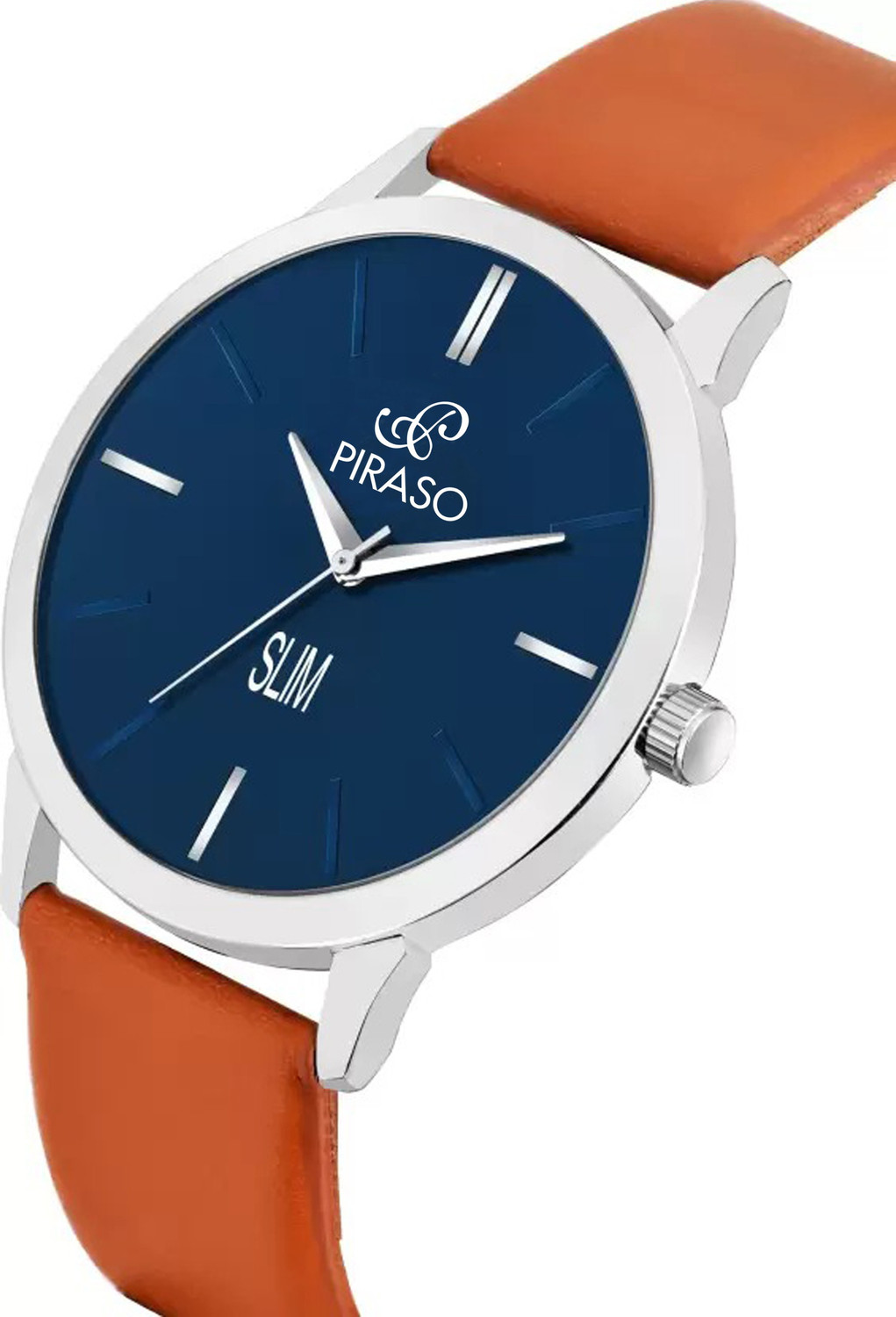 PIRASO 1584 SL04 BLUE TAN ANALOG SLIM SERIES||BLUE DIAL||TAN||GENUINE ...
