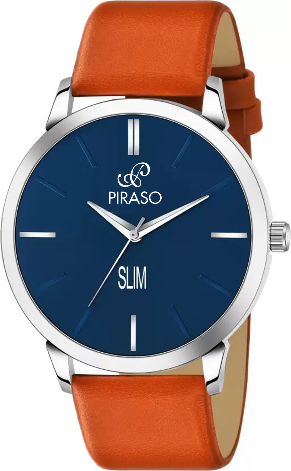 PIRASO 1584 SL04 BLUE TAN ANALOG SLIM SERIES BLUE DIAL TAN