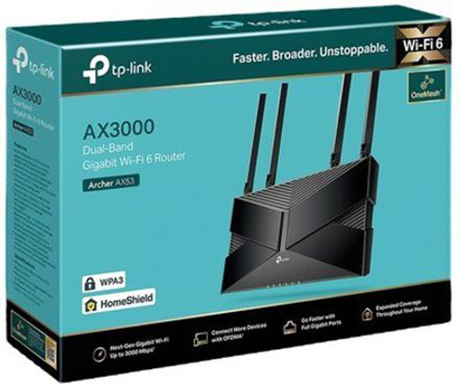 Image of TP-Link Archer AX53 AX3000 Gigabit Wi-Fi 6 Wireless Router 2.4 GHz, 5 GHz 3000 Mbps Wifi Speed Dual Band External Antenna Ethernet (Cable Broadband)