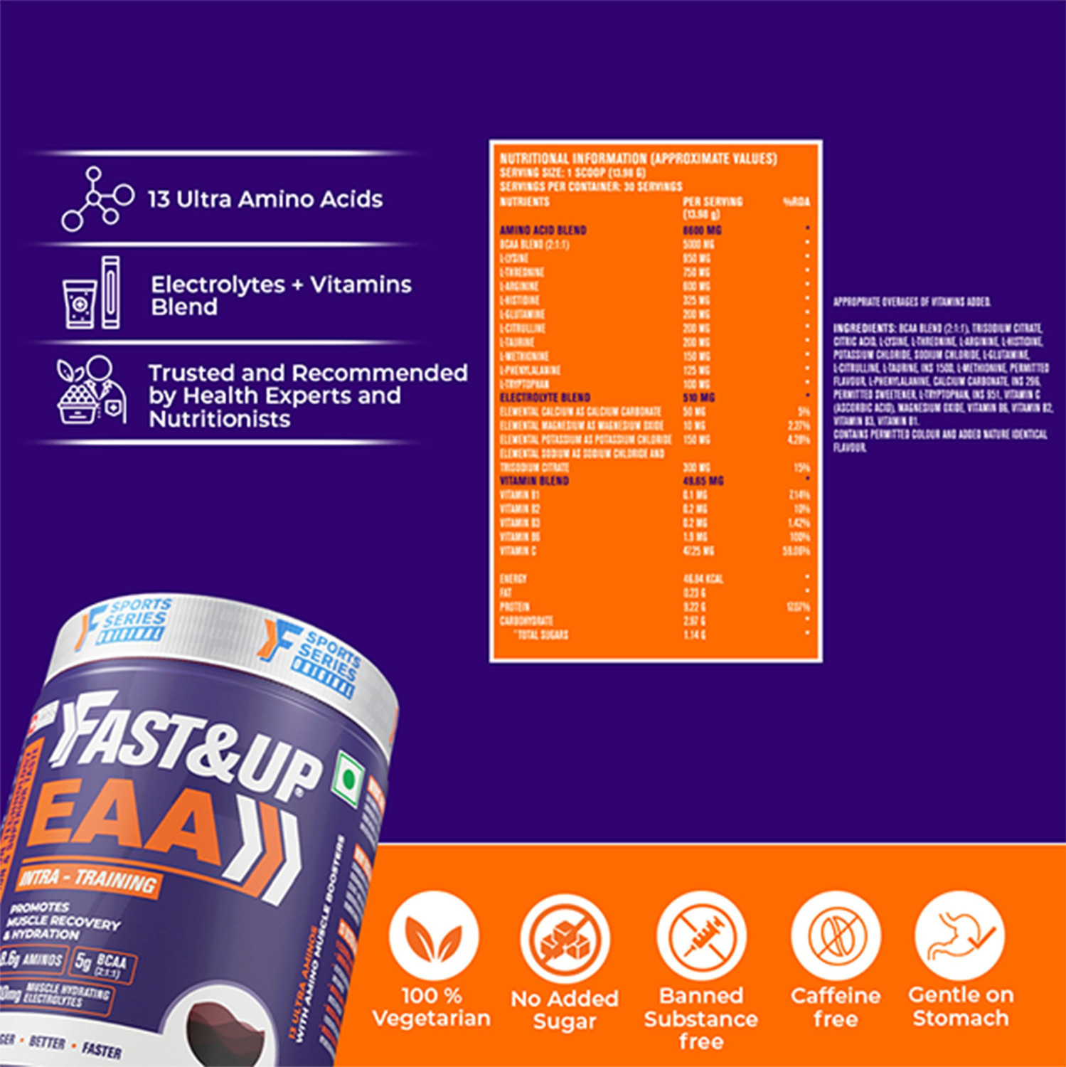 Image of FAST&UP EAA Intra-Workout Drink For Mucscle Recovery With BCAA, Vitamins & Electrolytes EAA (Essential Amino Acids)