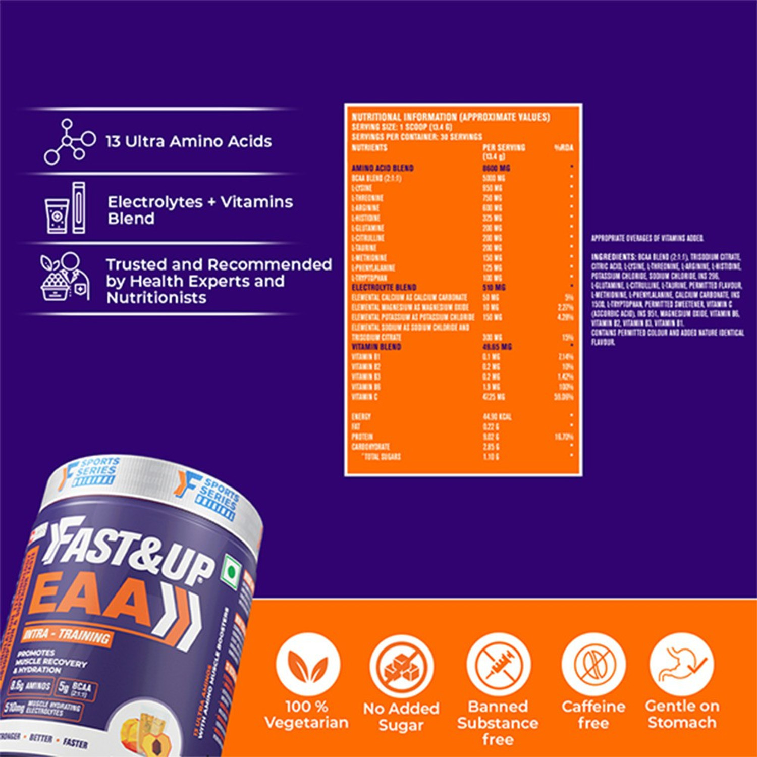 Image of FAST&UP EAA Intra-Workout Drink For Mucscle Recovery With BCAA, Vitamins & Electrolytes EAA (Essential Amino Acids)