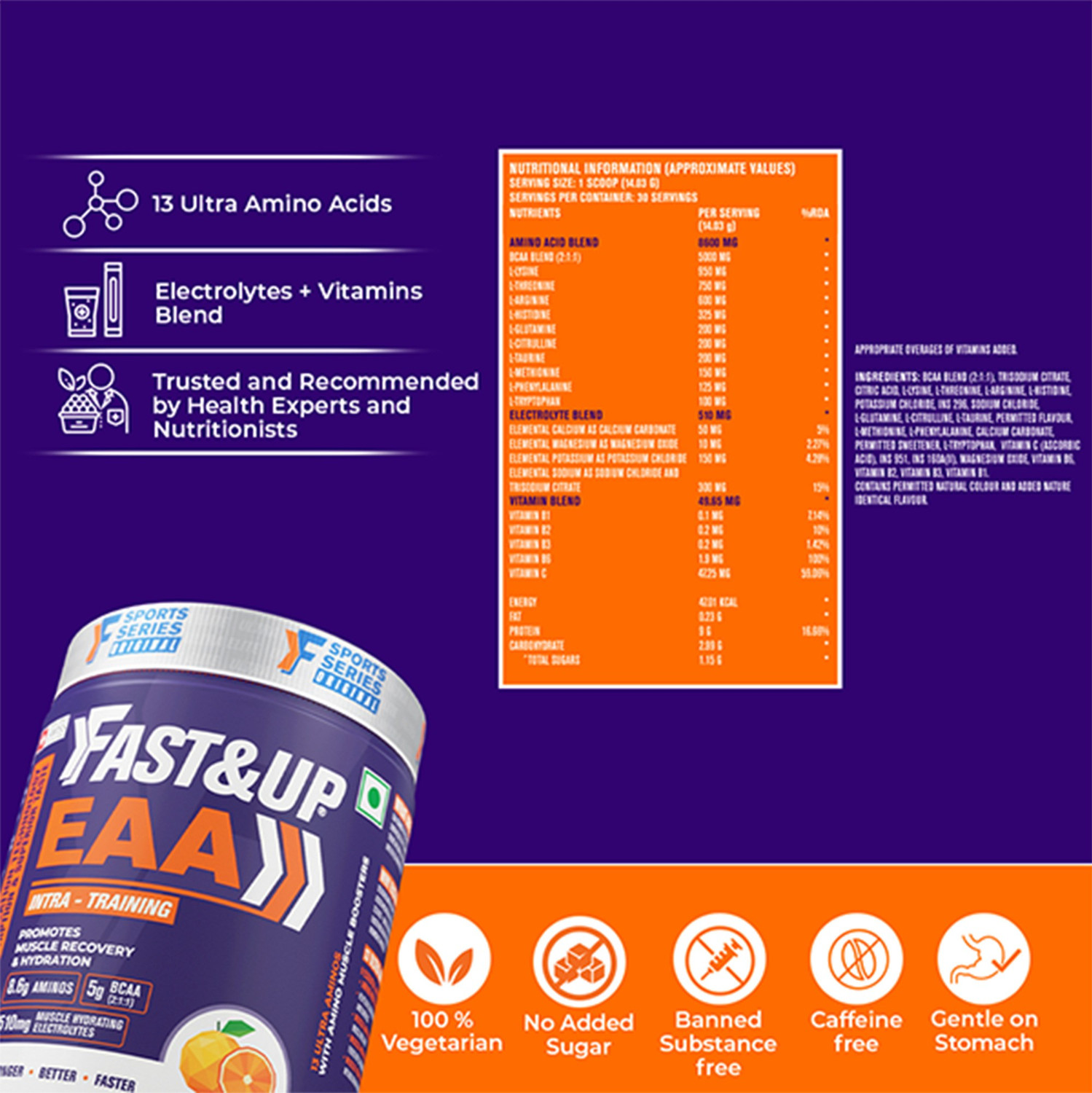 Image of FAST&UP EAA Intra-Workout Drink For Mucscle Recovery With BCAA, Vitamins & Electrolytes EAA (Essential Amino Acids)