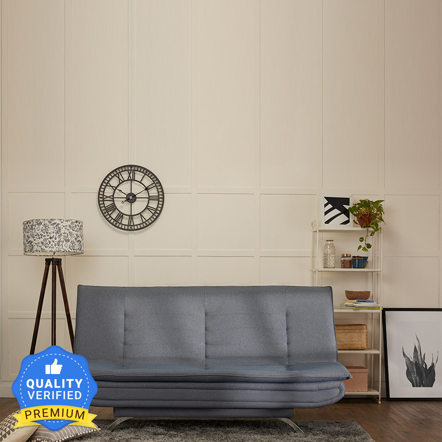 Image of Wakefit Amoeba 3 Seater Double Solid Wood Fold Out Sofa Cum Bed