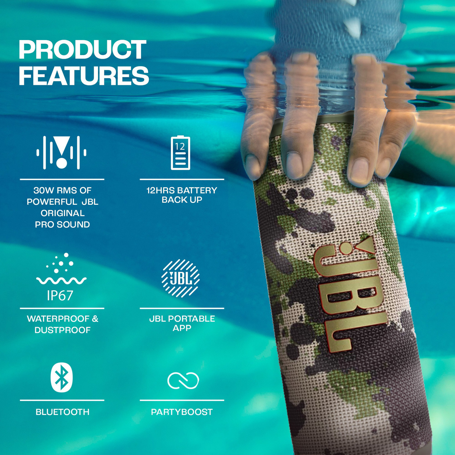 Image of JBL Flip 6 with 12Hr Playtime, Customize Audio by App,IP67 Rating, Portable 30 W Bluetooth Speaker