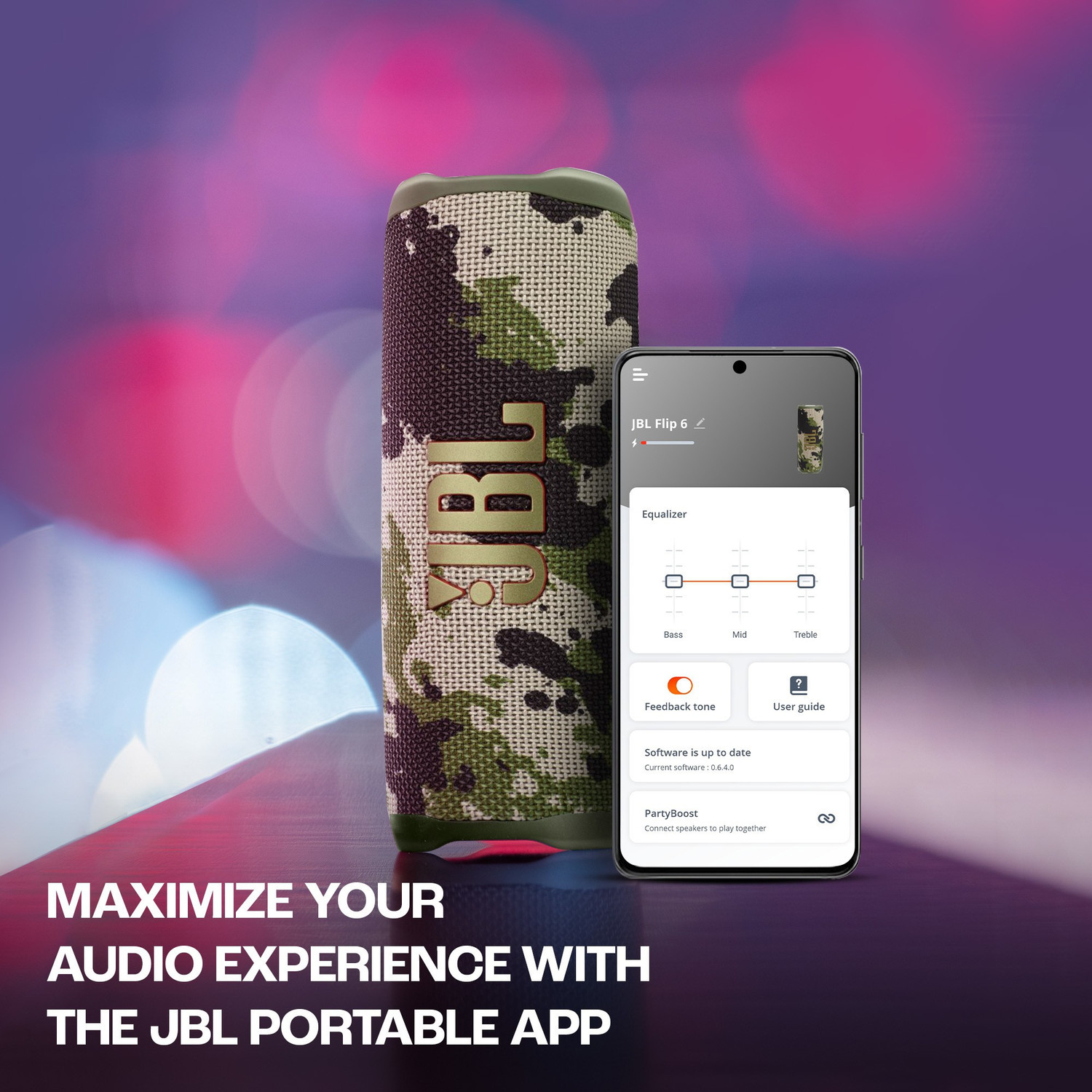 Image of JBL Flip 6 with 12Hr Playtime, Customize Audio by App,IP67 Rating, Portable 30 W Bluetooth Speaker
