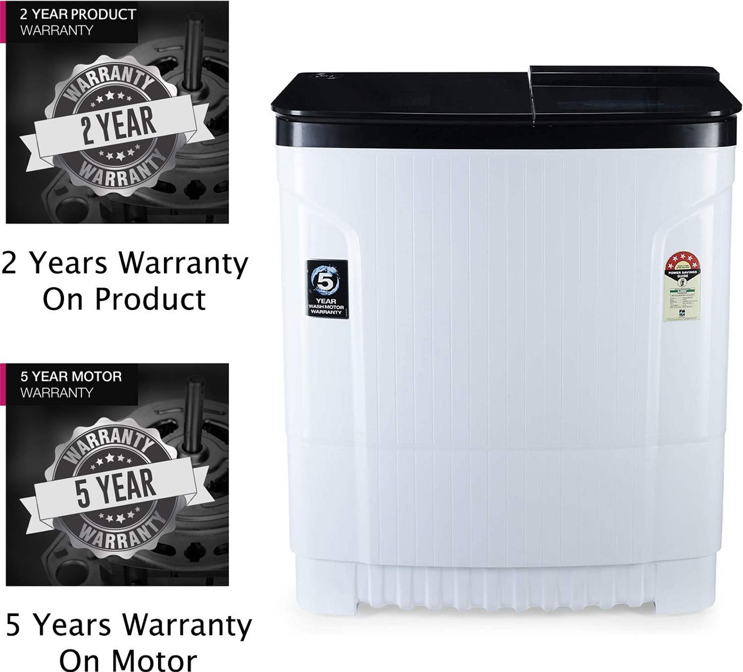 Image of Godrej 8 kg 5 Star with Tri- Roto Scrub Pulsator Washing Machine Semi Automatic Top Load Black, White