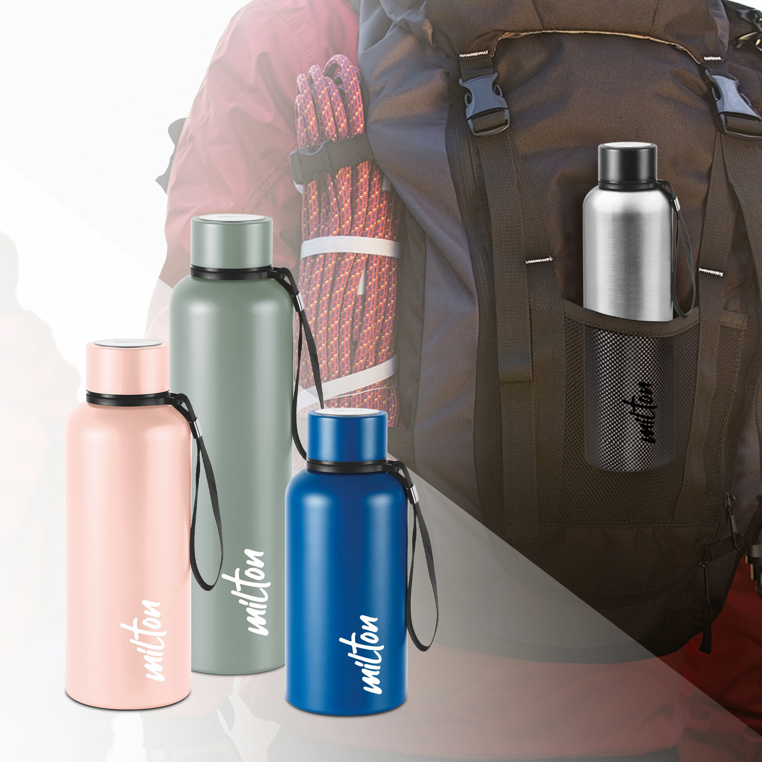 Image of MILTON Aura 1000 Thermosteel Water Bottle, ISI Certified, 24 Hr Hot and Cold 1 L Steel Flask