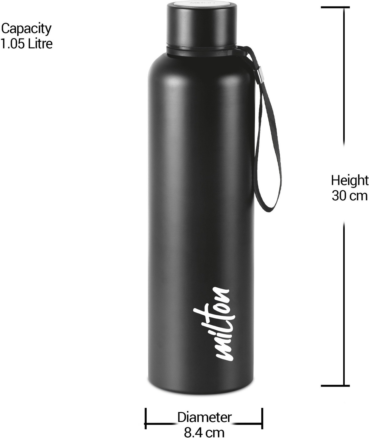 Image of MILTON Aura 1000 Thermosteel Water Bottle, ISI Certified, 24 Hr Hot and Cold 1 L Steel Flask