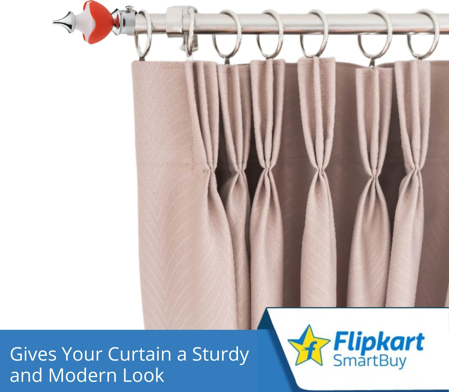 Image of Flipkart SmartBuy Red Curtain Knobs, Rod Rail Bracket Metal
