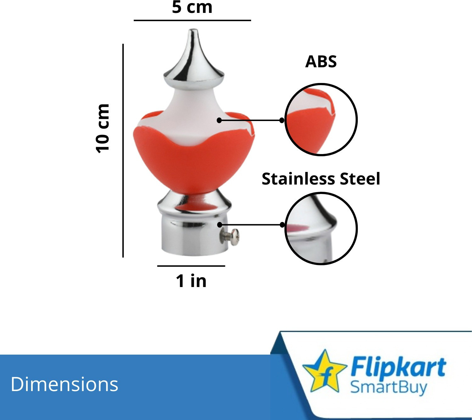 Image of Flipkart SmartBuy Red Curtain Knobs, Rod Rail Bracket Metal