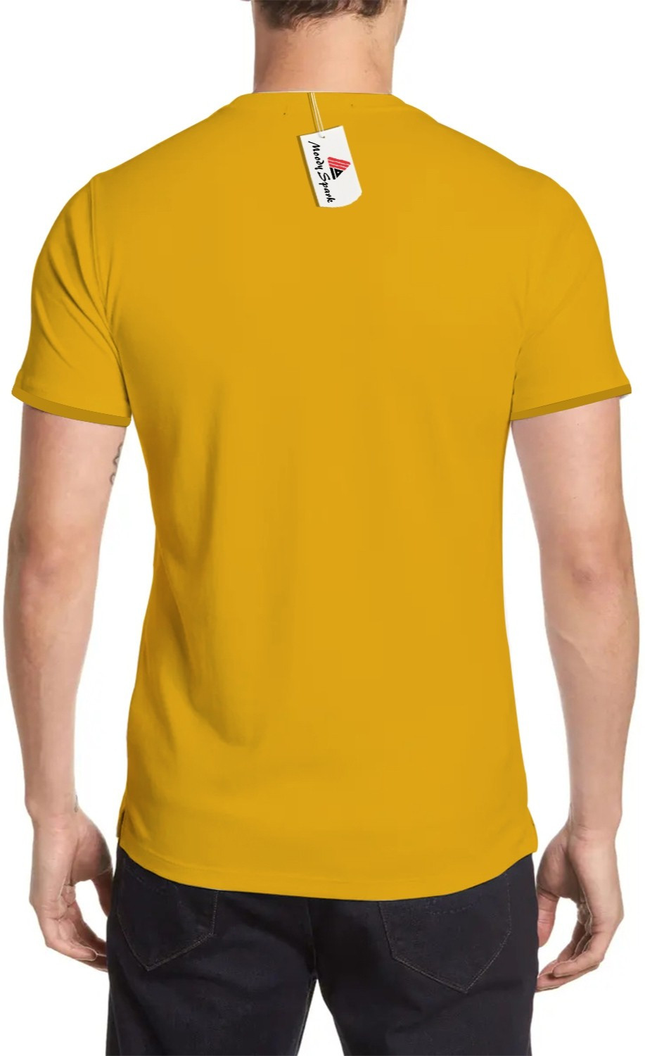 Image of MOODY SPARK Colorblock Men Round Neck Yellow T-Shirt