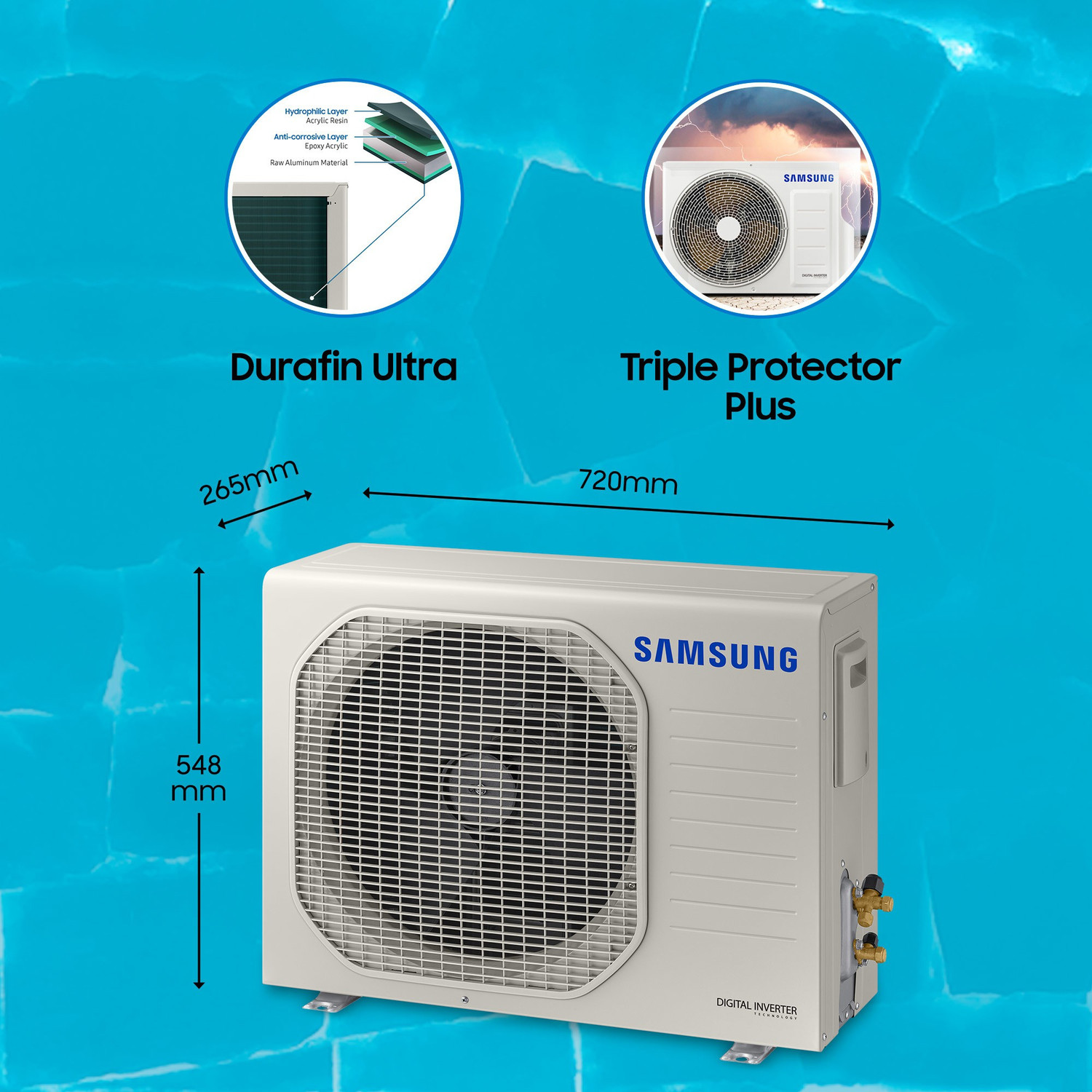 Image of SAMSUNG 1.5 Ton 3 Star Split Inverter AC - White (AR18BY3YBWK /AR18BY3YBWKNNA /AR18BY3YBWKXNA, Copper Condenser)