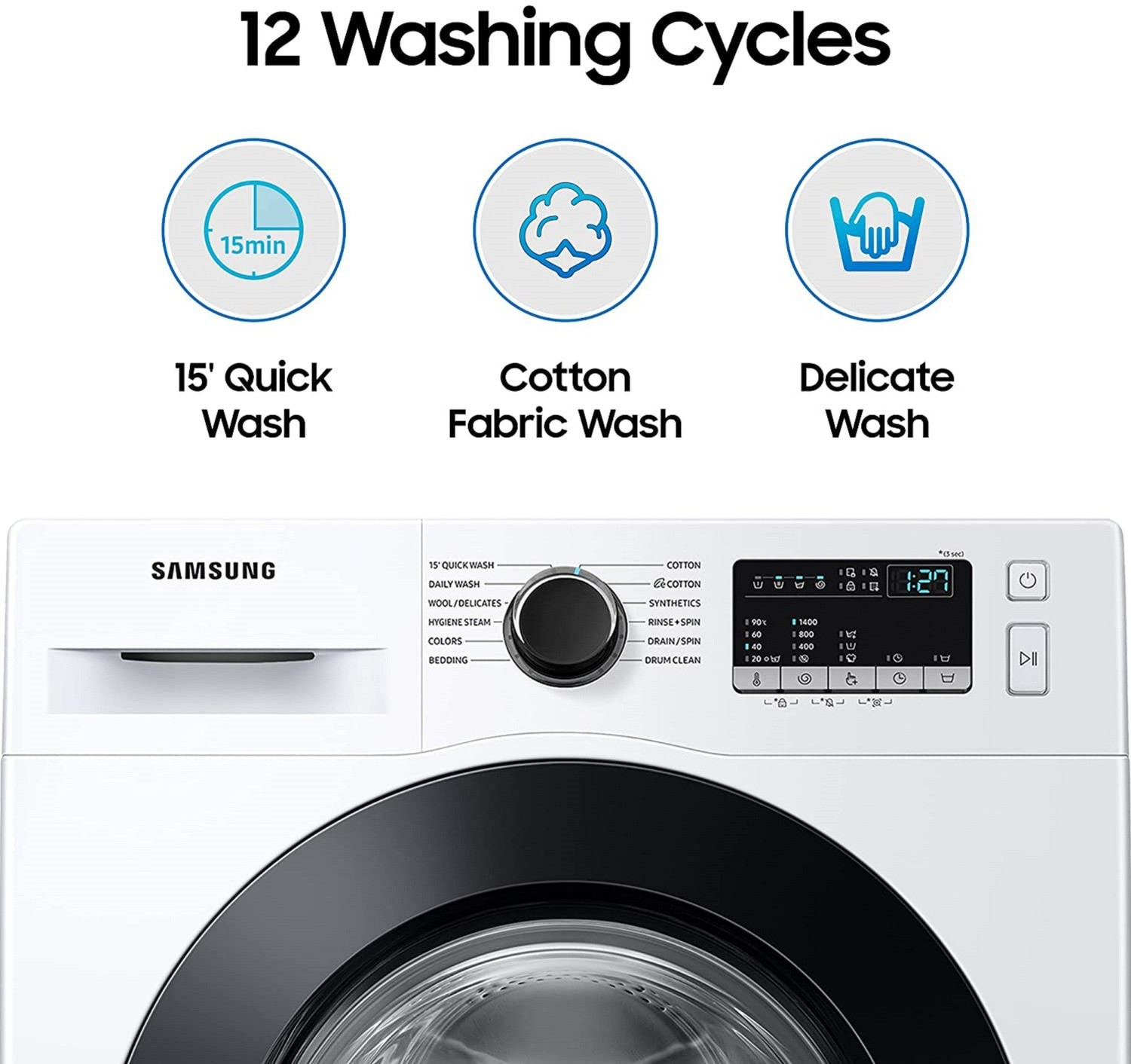 Image of Samsung 8 kg Inverter 5 Star with Hygiene Steam Fully Automatic Front Load Washing Machine White