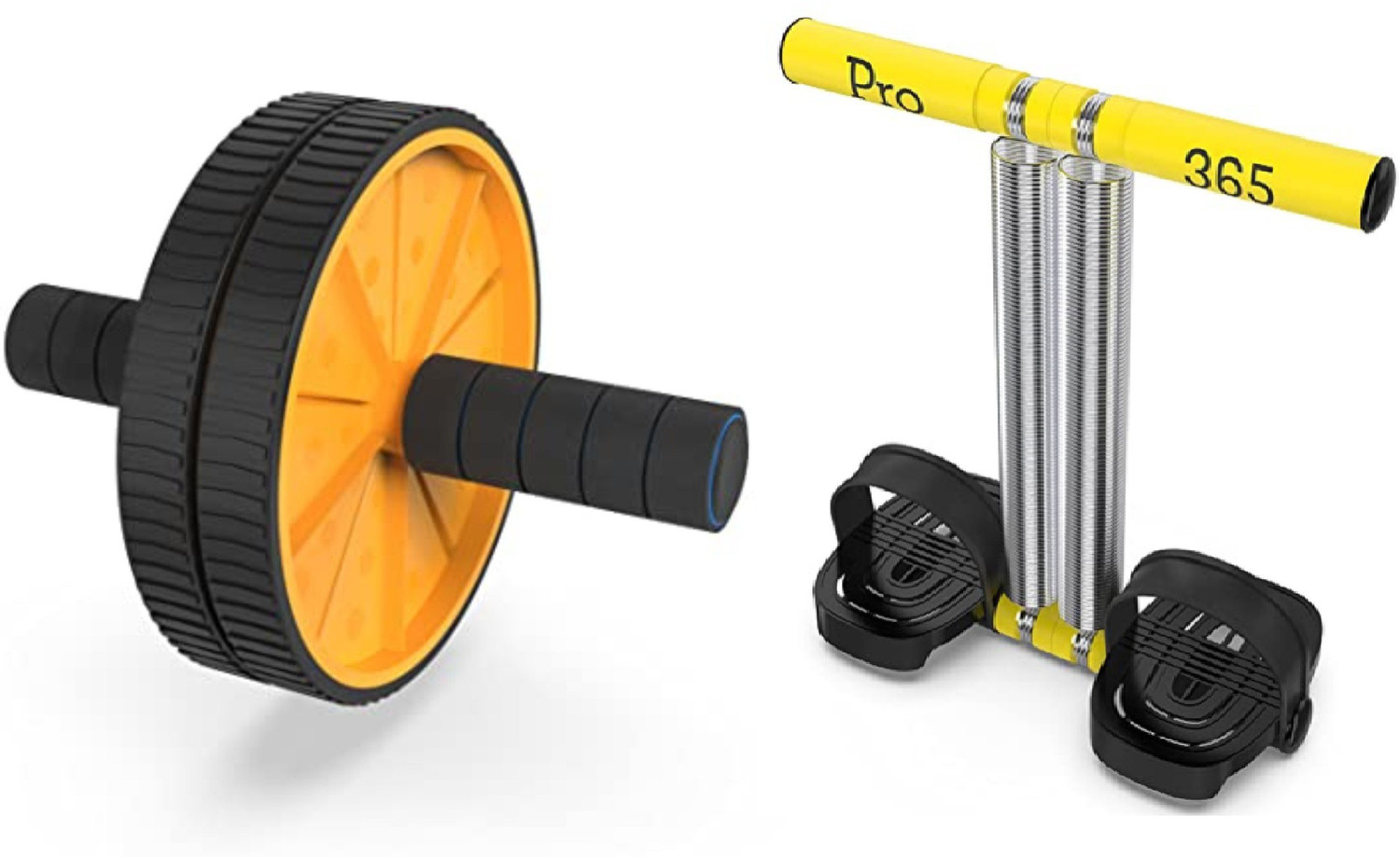 PRO365 Tummy trimmer with ab wheel for men and women for belly fat combo Ab Exerciser Yellow Black Price History