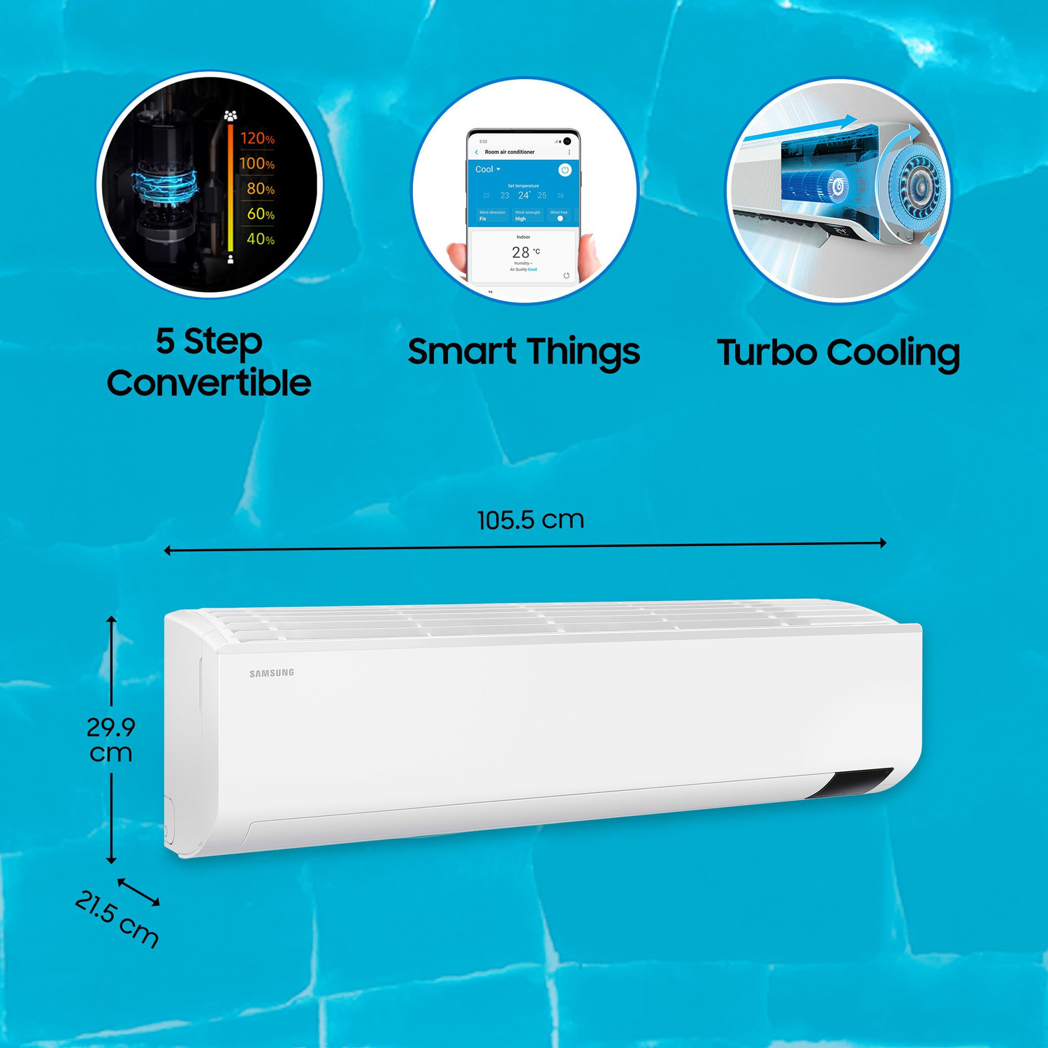 Image of Samsung 2022 Model 1.5 Ton 5 Star Split Inverter with Wi-fi AC