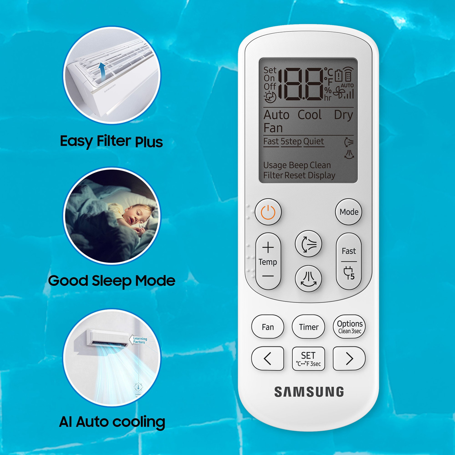 Image of Samsung 2022 Model 1.5 Ton 5 Star Split Inverter with Wi-fi AC