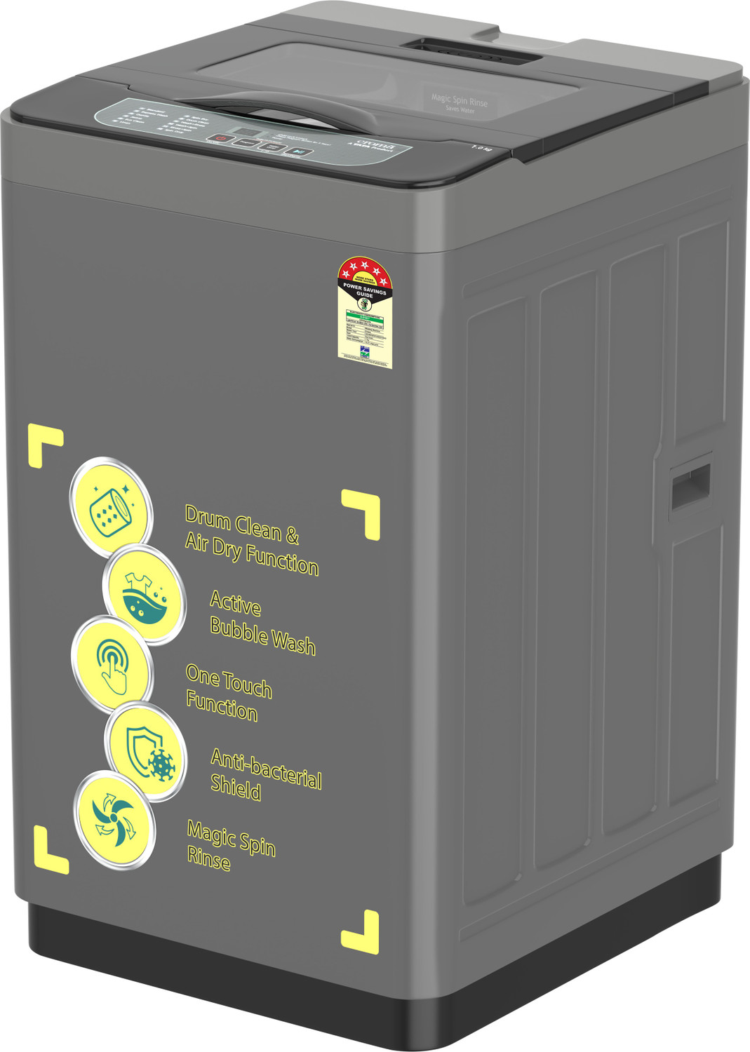 Image of Croma 7 kg Fully Automatic Top Load Washing Machine Black, Grey