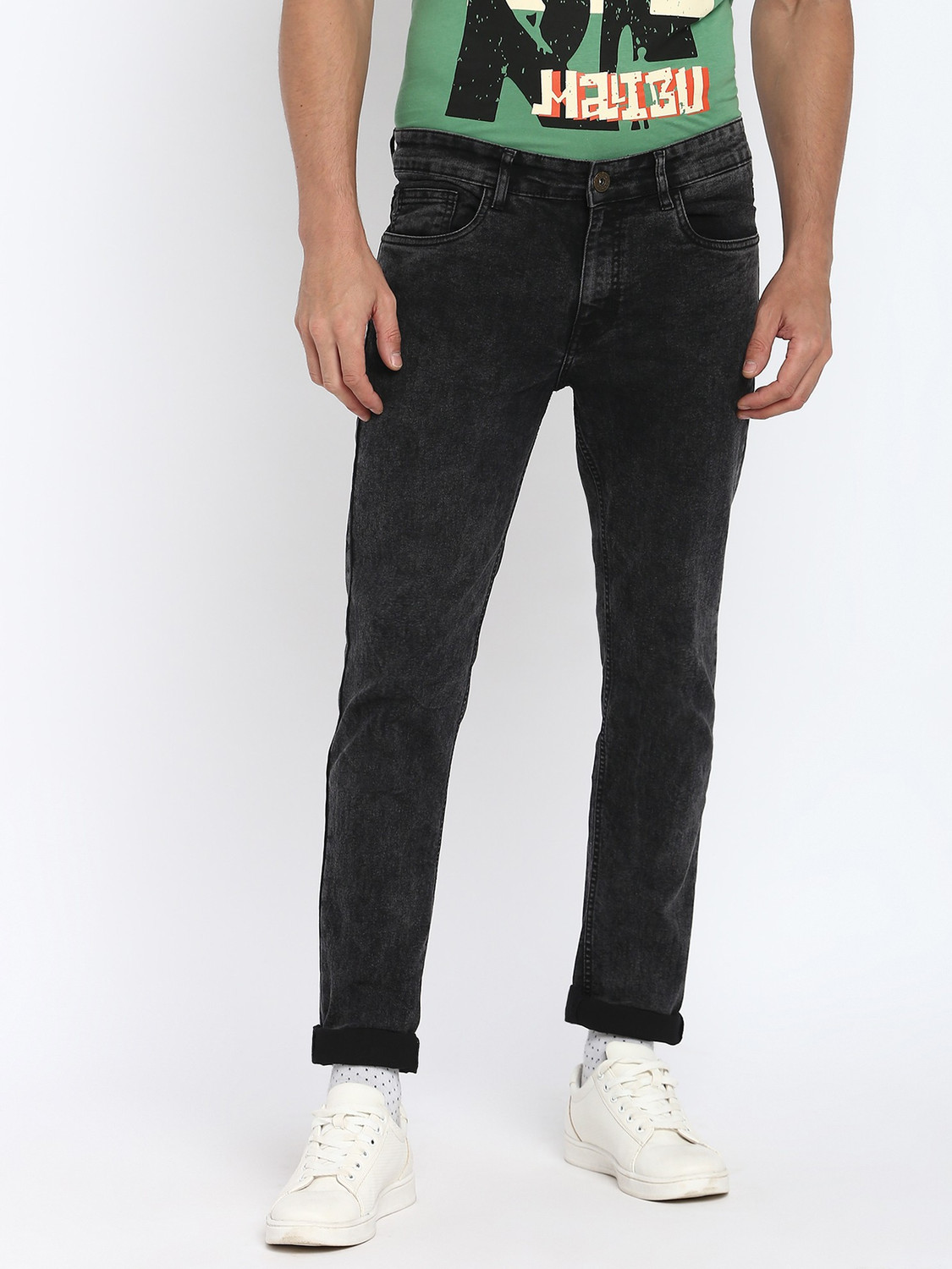 Image of abof by Aditya Birla Slim Men Grey Jeans