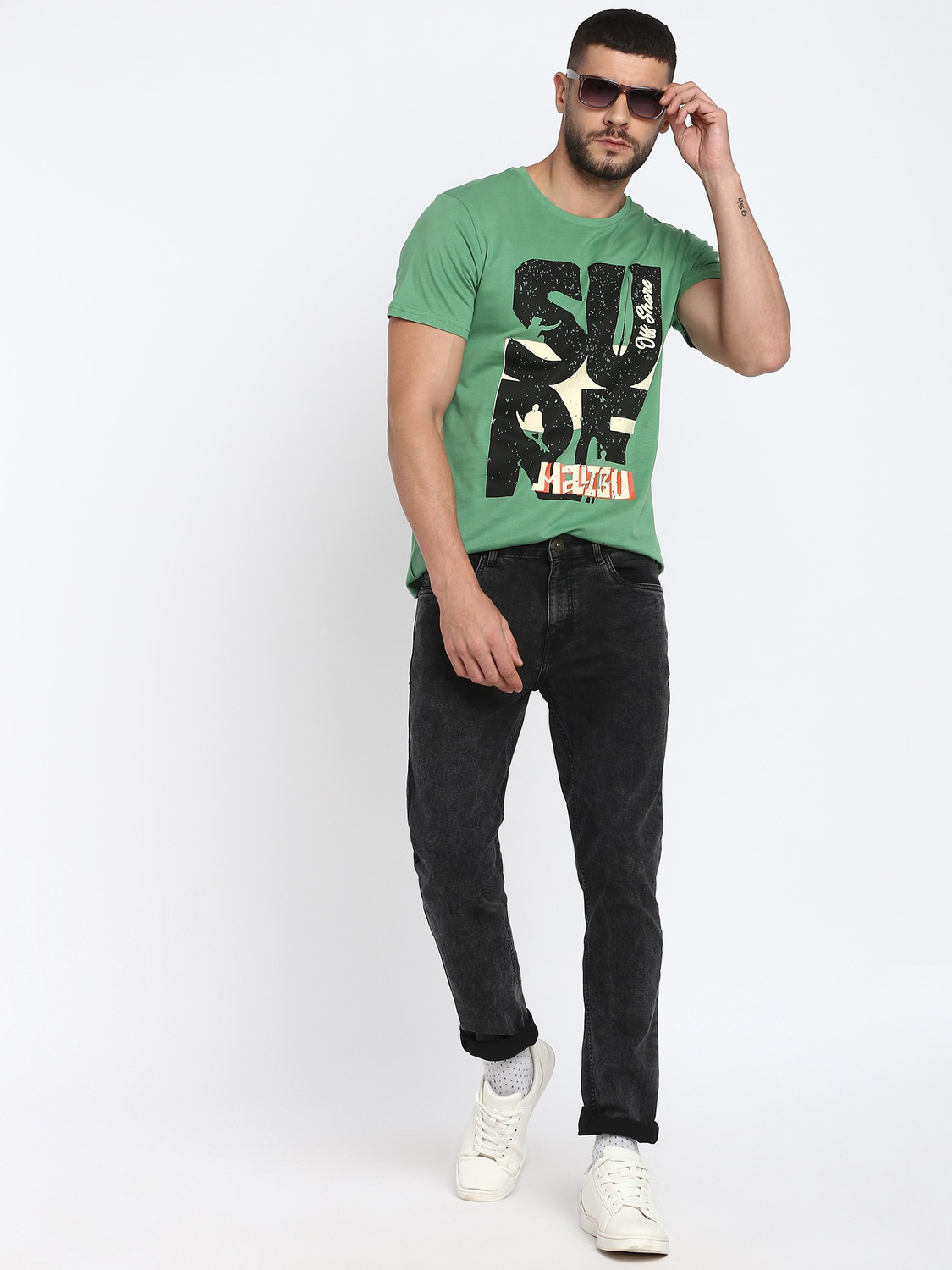 Image of abof by Aditya Birla Slim Men Grey Jeans