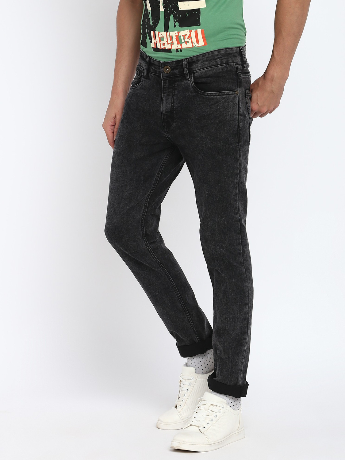 Image of abof by Aditya Birla Slim Men Grey Jeans