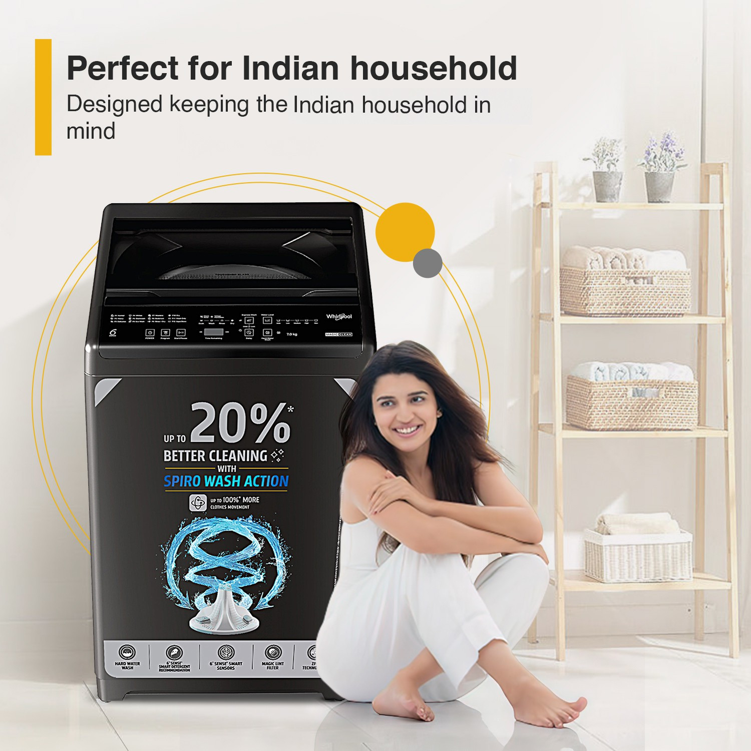 Image of Whirlpool 7 kg Magic Clean 5 Star Fully Automatic Top Load Washing Machine Grey