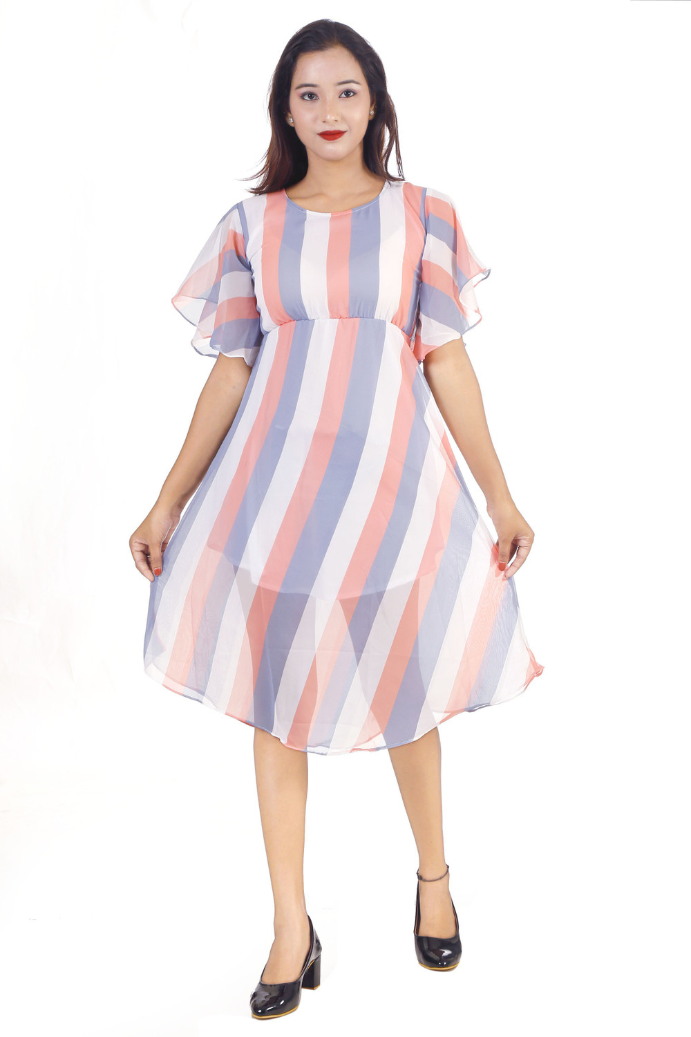 Image of N BAHUBALI Women Striped Straight Kurta
