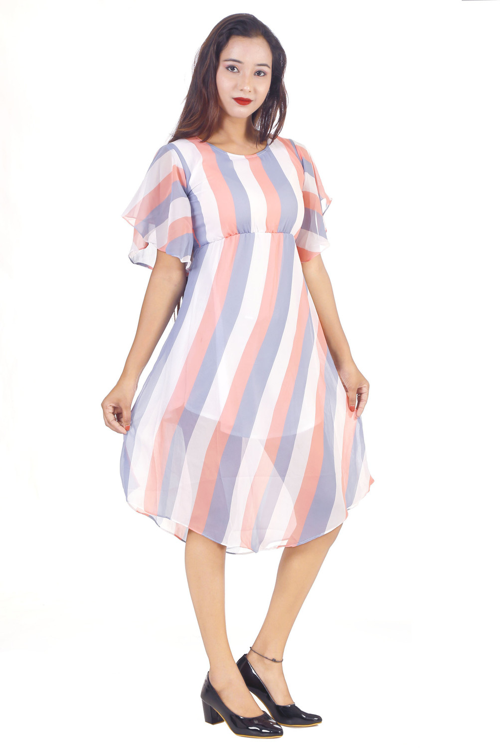 Image of N BAHUBALI Women Striped Straight Kurta