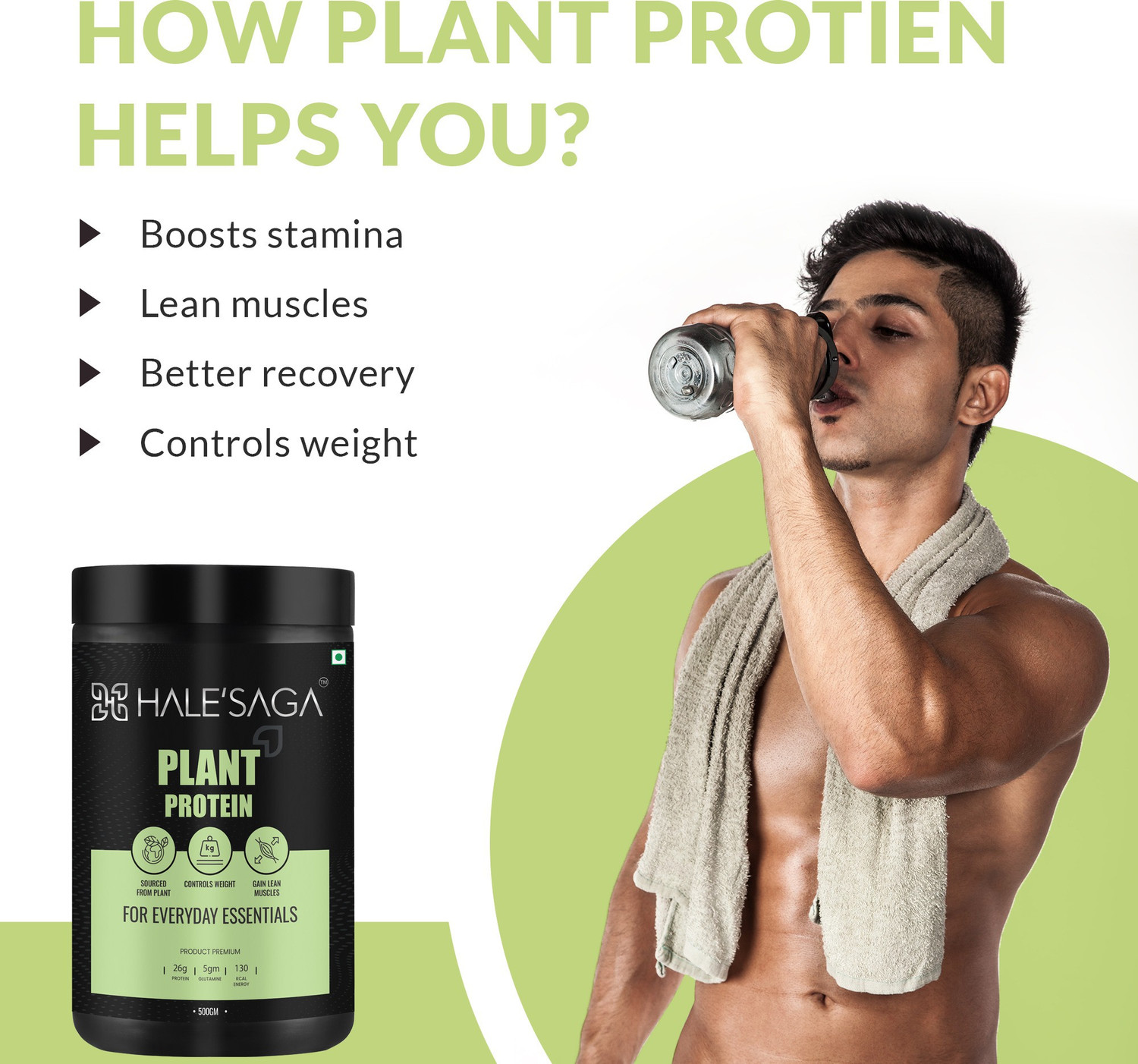 Image of Halesaga Plant Protein Powder 2KG, 100% Pure Vegan Plant Based Protein for Body Building Plant-Based Protein