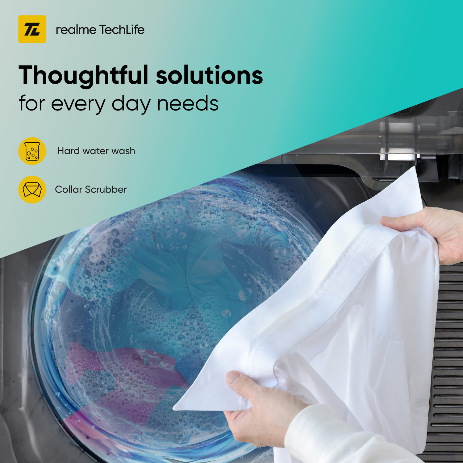 Image of realme TechLife 7.5 kg 5 Star Rating Semi Automatic Top Load Washing Machine Black, Grey