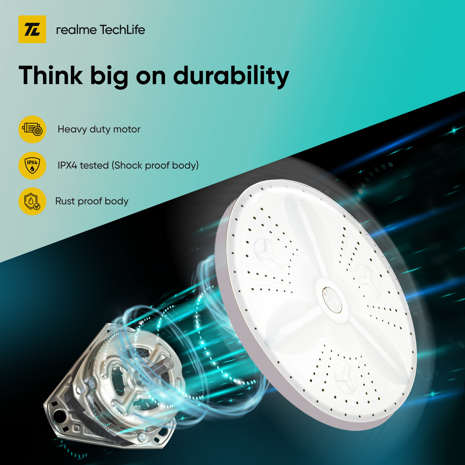 Image of realme TechLife 7.5 kg 5 Star Rating Semi Automatic Top Load Washing Machine Black, Grey