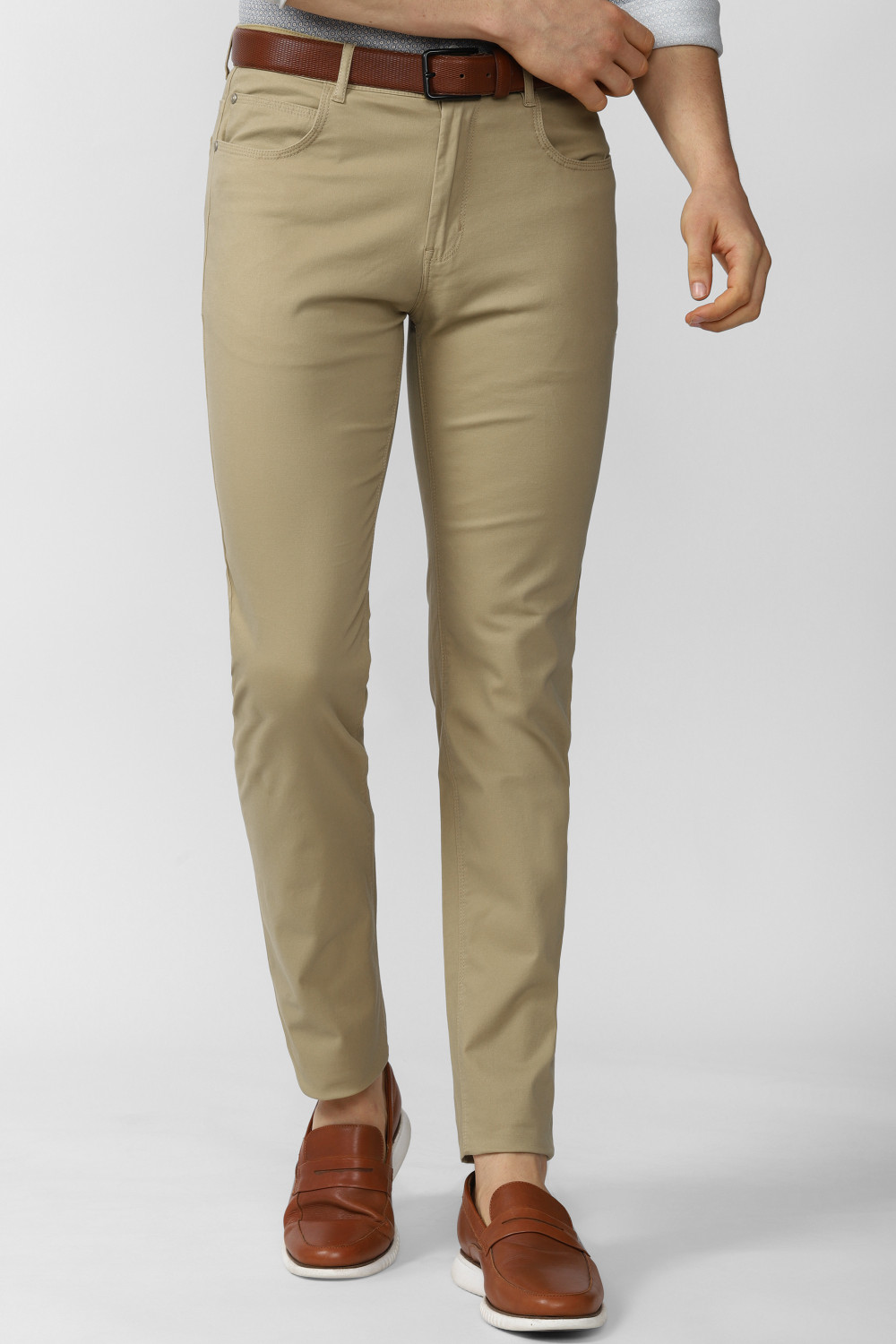 Peter England Casuals Slim Fit Men Khaki Trousers Price History