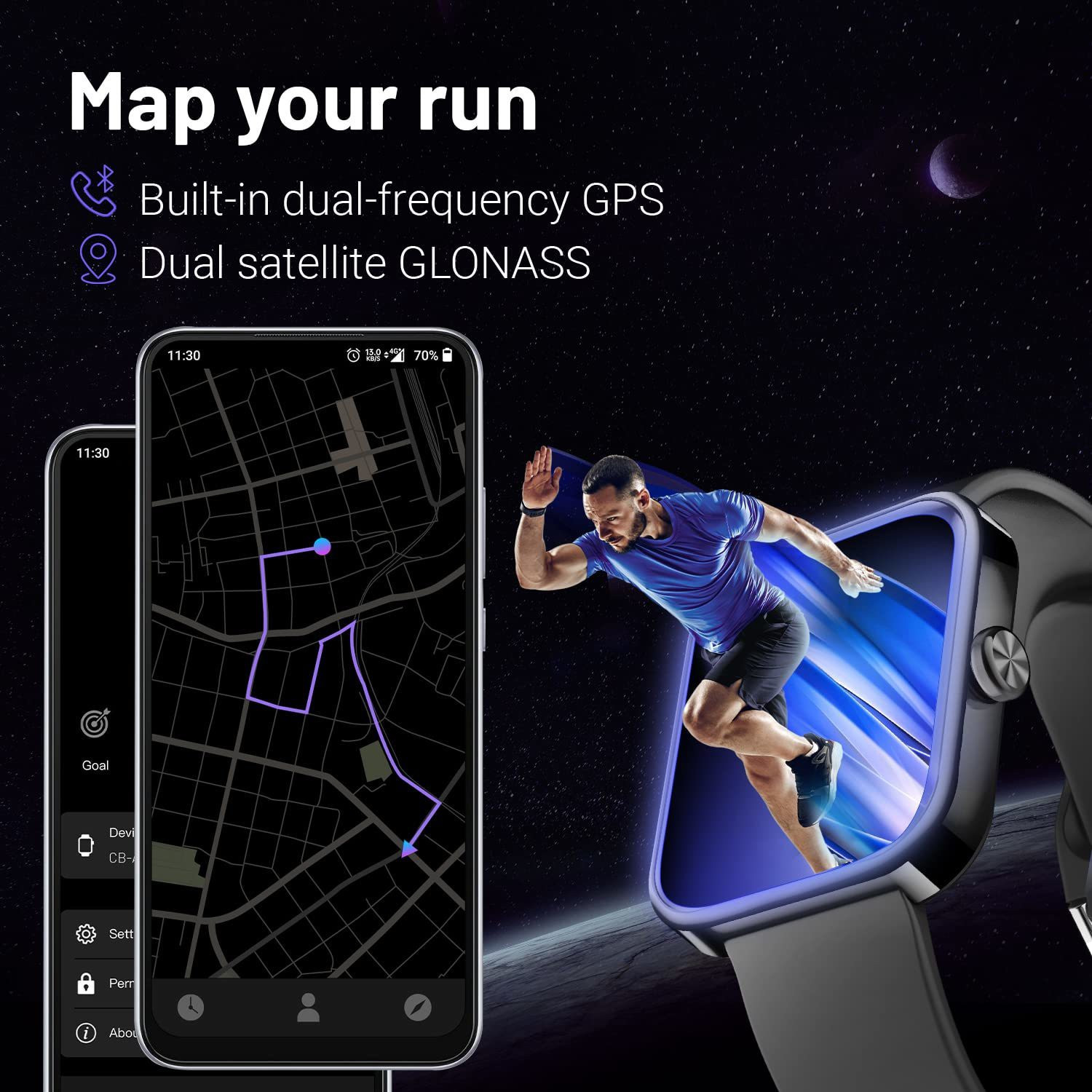 Image of CrossBeats Ignite ATLAS In-Built GPS, 1.7 inch 3D Curved HD Display, BT Calling, Smartwatch