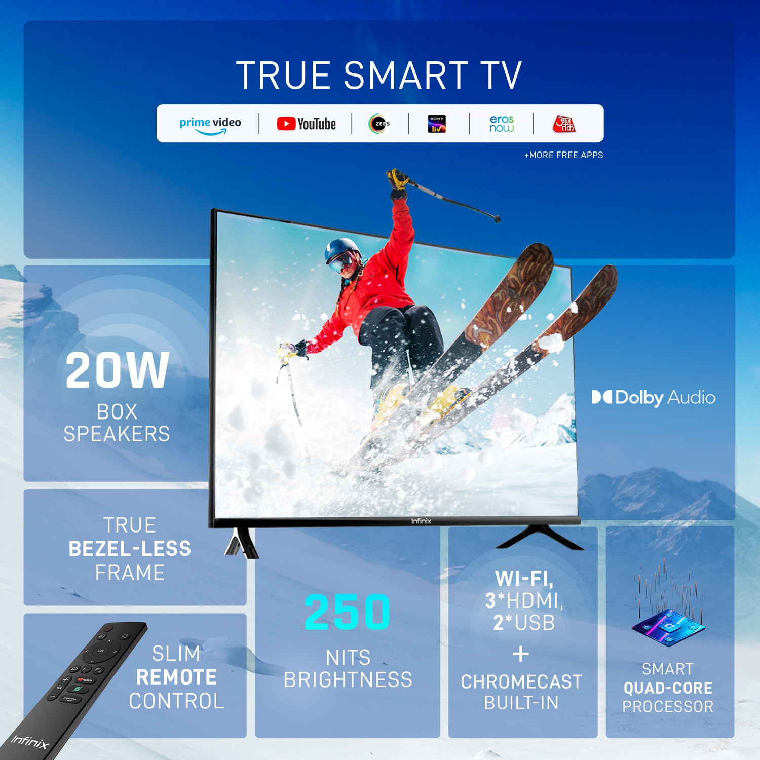 Image of Infinix Y1 80 cm (32 inch) HD Ready LED Smart Linux TV with YouTube & Pre-loaded Apps, Wifi Enabled, Miracast, Web Browser