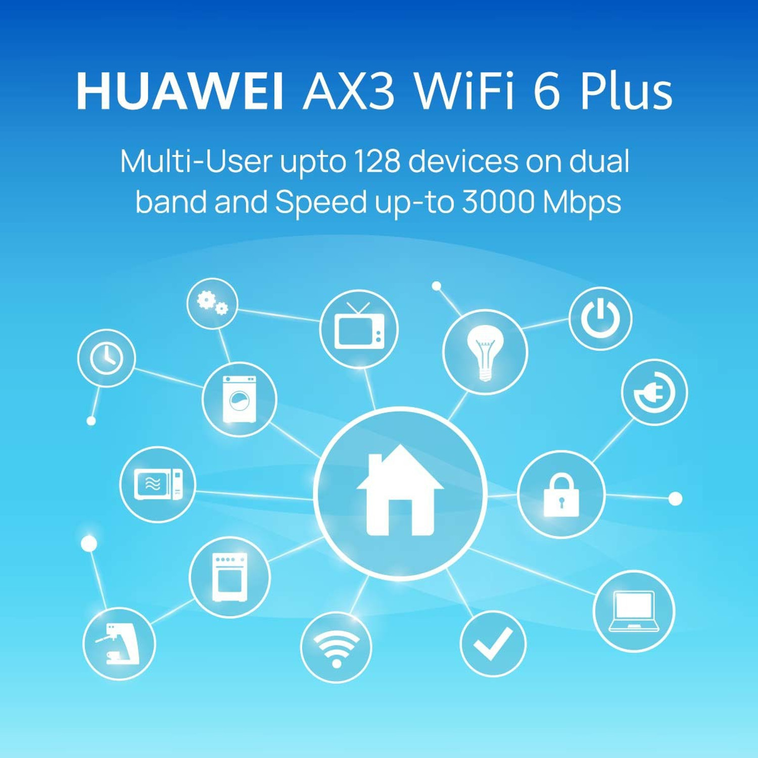 Image of Huawei AX3 WS7100 Wi-Fi 6 Router 2.4 GHz, 5 GHz 3000 Mbps Wifi Speed Dual Band Internal & External Antenna ADSL (Telephone), Ethernet (Cable Broadband)
