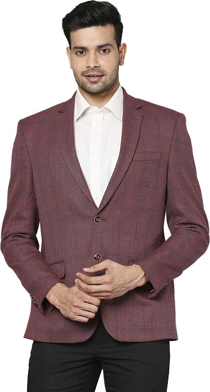 PARK AVENUE Checkered Single Breasted Formal Men Blazer Maroon Price History