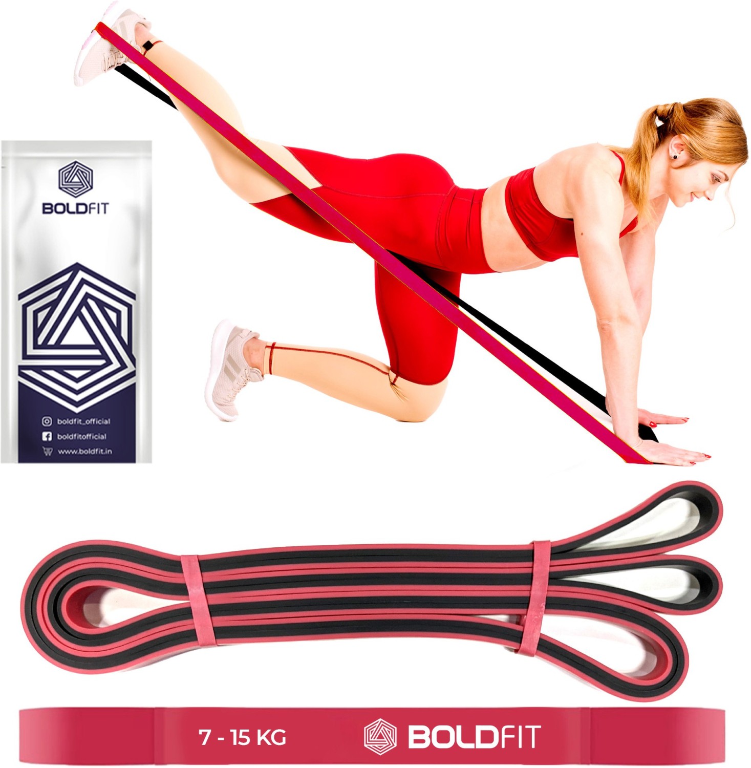 BOLDFIT Heavy Resistance Band For Exercise & Stretching Resistance Tube For  Men & Women Resistance Band (Red, Pack of 1) - Price History