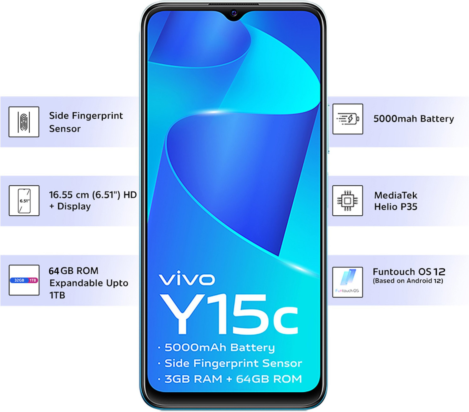 Image of vivo Y15c (Mystic Blue, 64 GB)