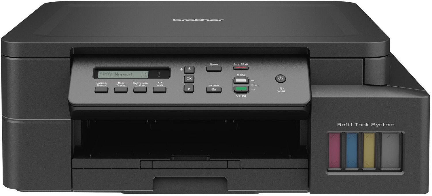 Image of brother DCP-T525W All-in-One Refill Multi-function WiFi Color Ink Tank Printer (Borderless Printing) ideal for Home & Office Usage with 1 Additional Black Ink Bottle