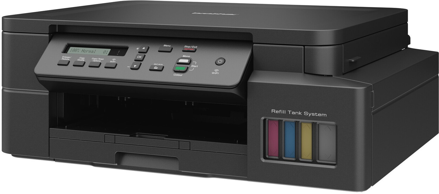Image of brother DCP-T525W All-in-One Refill Multi-function WiFi Color Ink Tank Printer (Borderless Printing) ideal for Home & Office Usage with 1 Additional Black Ink Bottle