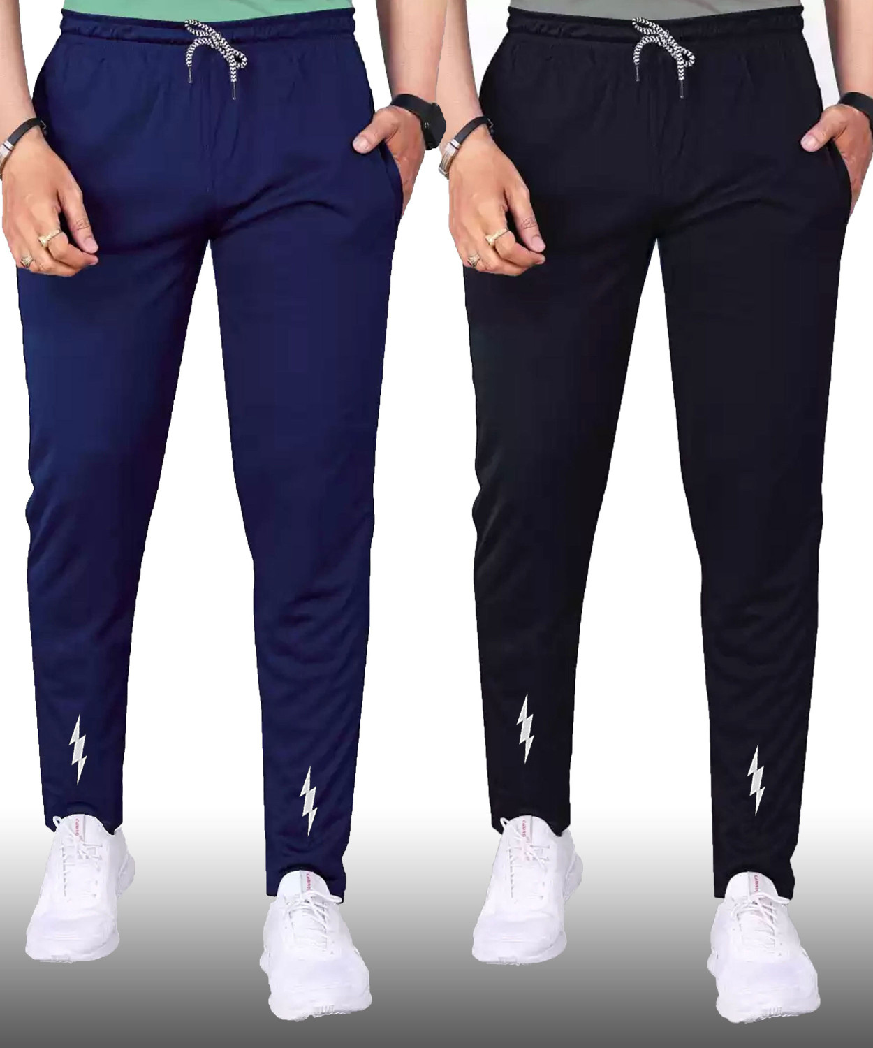 Image of MOONVELLY Solid Men Blue, Black Track Pants