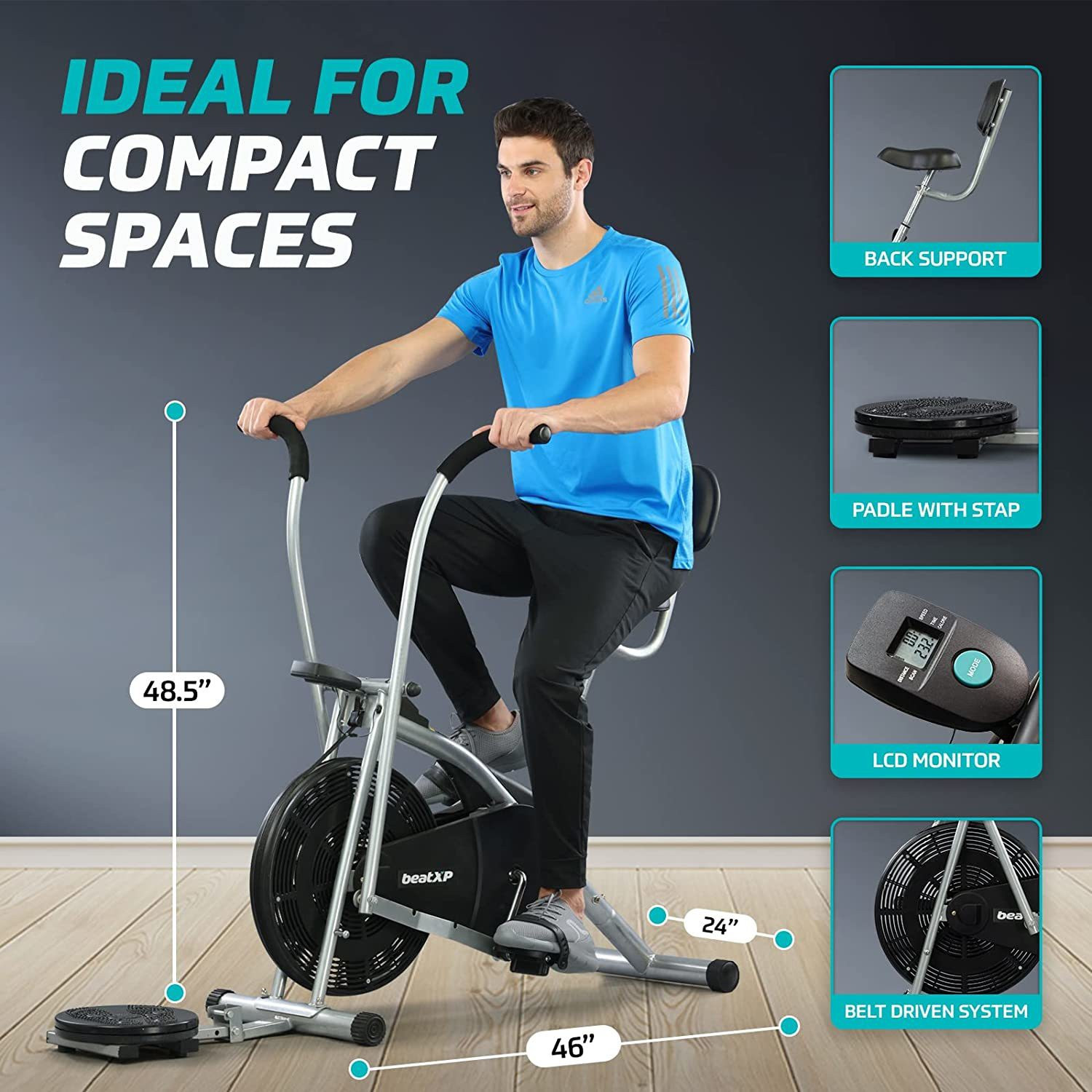 Image of beatXP 4CM Air Cycle for Home|Moving Handles & Back Support|Tummy Twister Indoor Cycles Exercise Bike